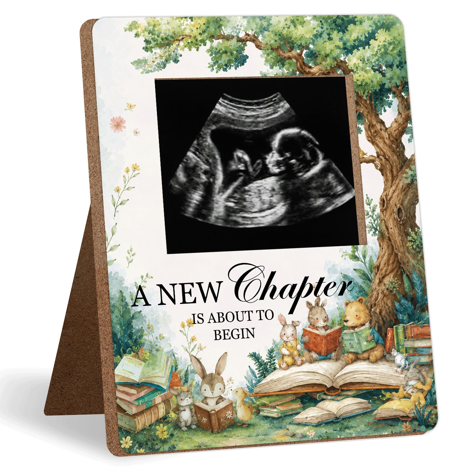 Storybook Baby Shower Decor Frame, A NEW Chapter IS ABOUT TO BEGIN Baby Shower Party Supplies, for Expecting Parents-to-Be Keepsake Gifts, Pregnancy Sonogram Fr