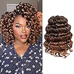ToyoTress Ocean Wave Crochet Hair - 9 Inch 8 Packs Ombre Brown Short Curly Hair Ocean Wave Braiding Hair, Synthetic Hair Extensions (9 Inch, T30-8P)
