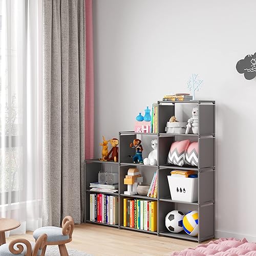 Miniatura 6 de MOYIPIN Librería, estante de almacenamiento ensamblado, estantería vertical de gabinete para dormitorio, sala de estar, doble fila de 9 rejillas,