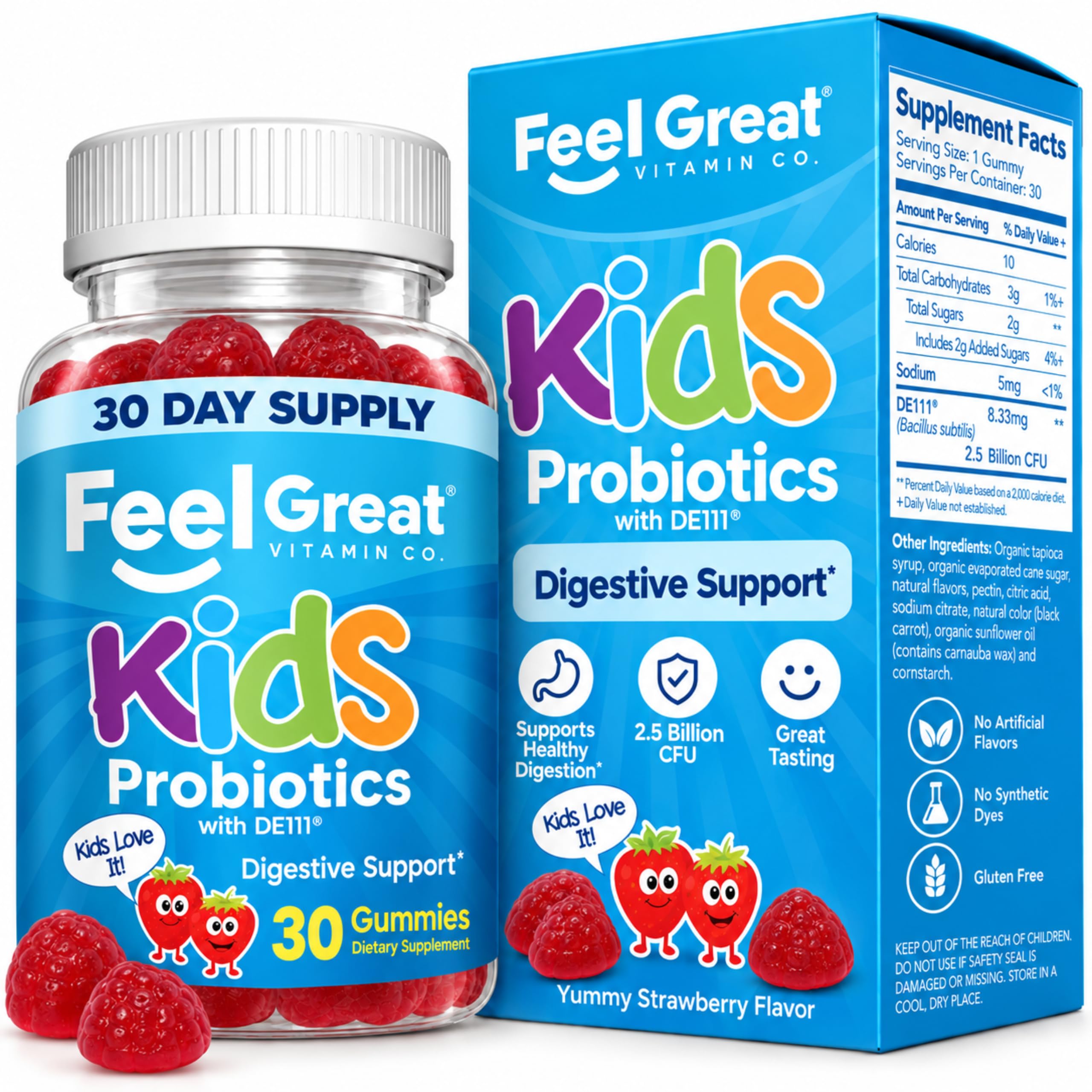 The Feel Great Vitamin Company Organic Kids Probiotic Gummies, 30 Count