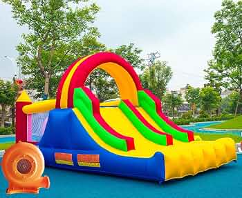 HuaKastro 16x7.2FT Inflatable Bounce House with 2 Racing Slides & Large Climbing Wall, 3 in 1 Kids Inflatable Trampoline Rainbow Jumping Castle Kids Backyard Playgrounds - with Air Blower
