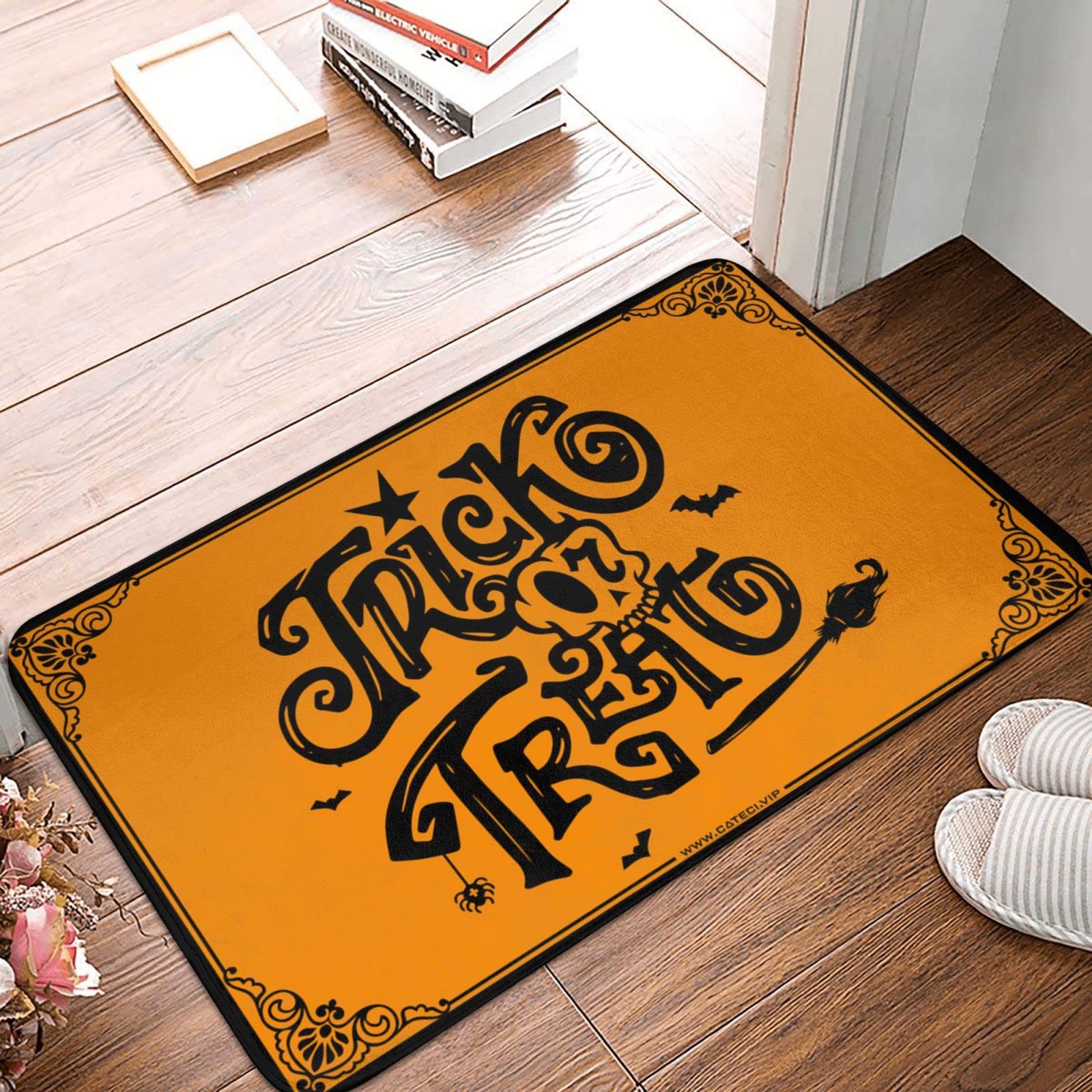 Wycieraczka pod drzwi wejściowe cukierek albo psikus Halloween wycieraczka 2 na zewnątrz dywanik pod drzwi wejściowe mata pod drzwi wejściowe zabawna (65 x 90 cm)