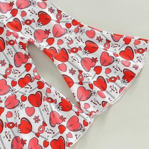 Miniatura 8 de Conjunto de manga larga para el día de San Valentín para bebés y niñas pantalones acampanados para otoño y primavera
