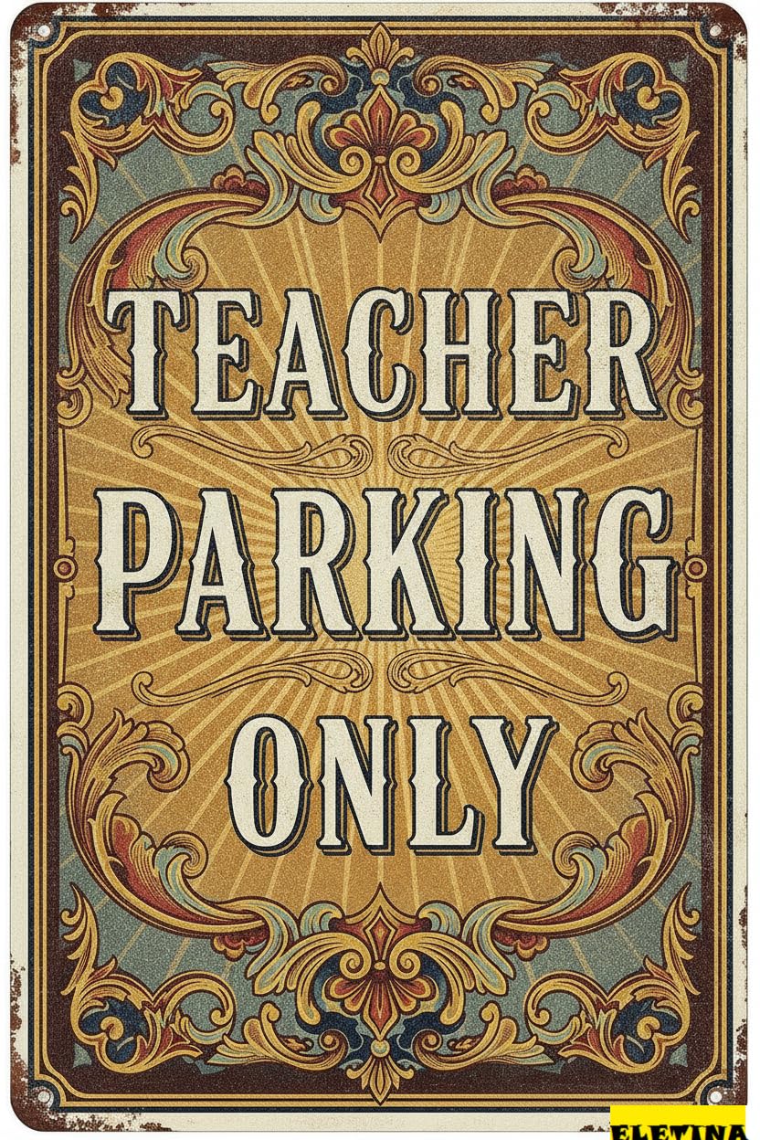 Teacher Parking Only Metal Vintage Street Caution Warning Sign Driveway High Way Street Gate Yard Decor 8x12in