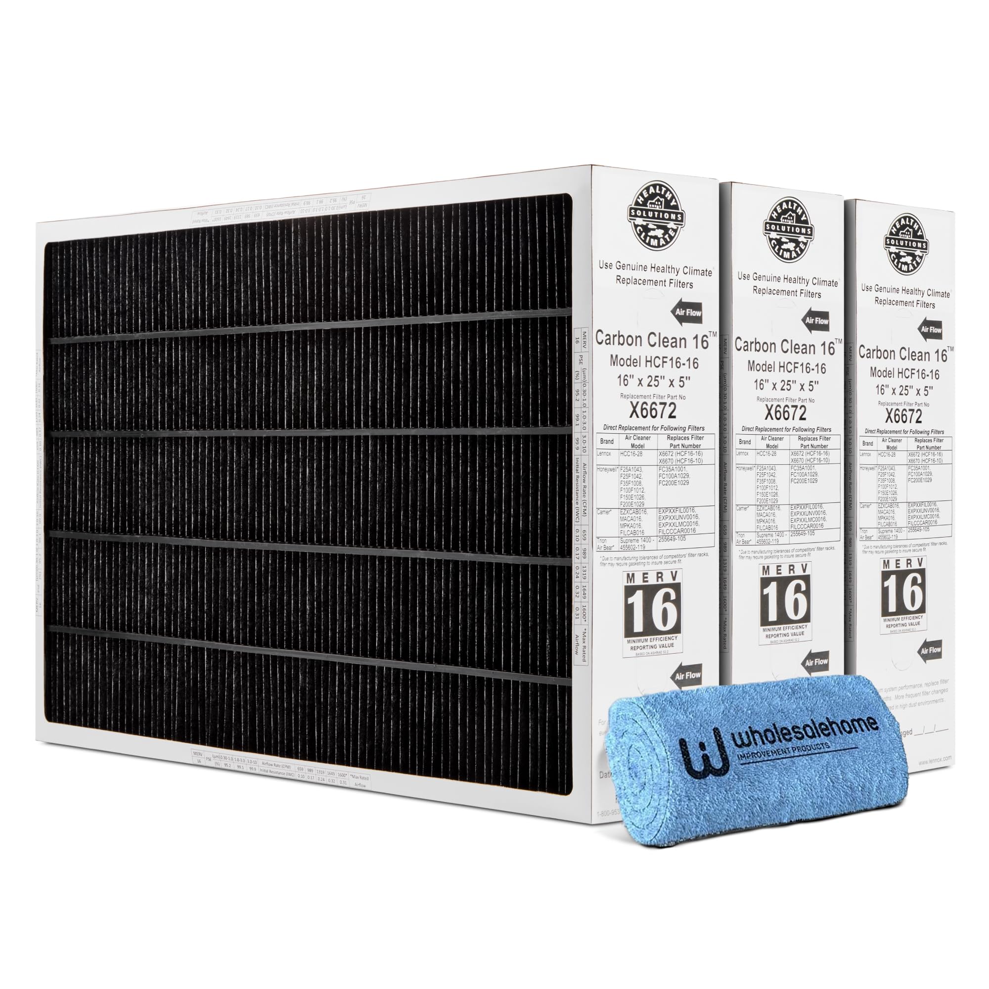Lennox X6672 16x25x5 Furnace Filter, Lennox Healthy Climate Carbon