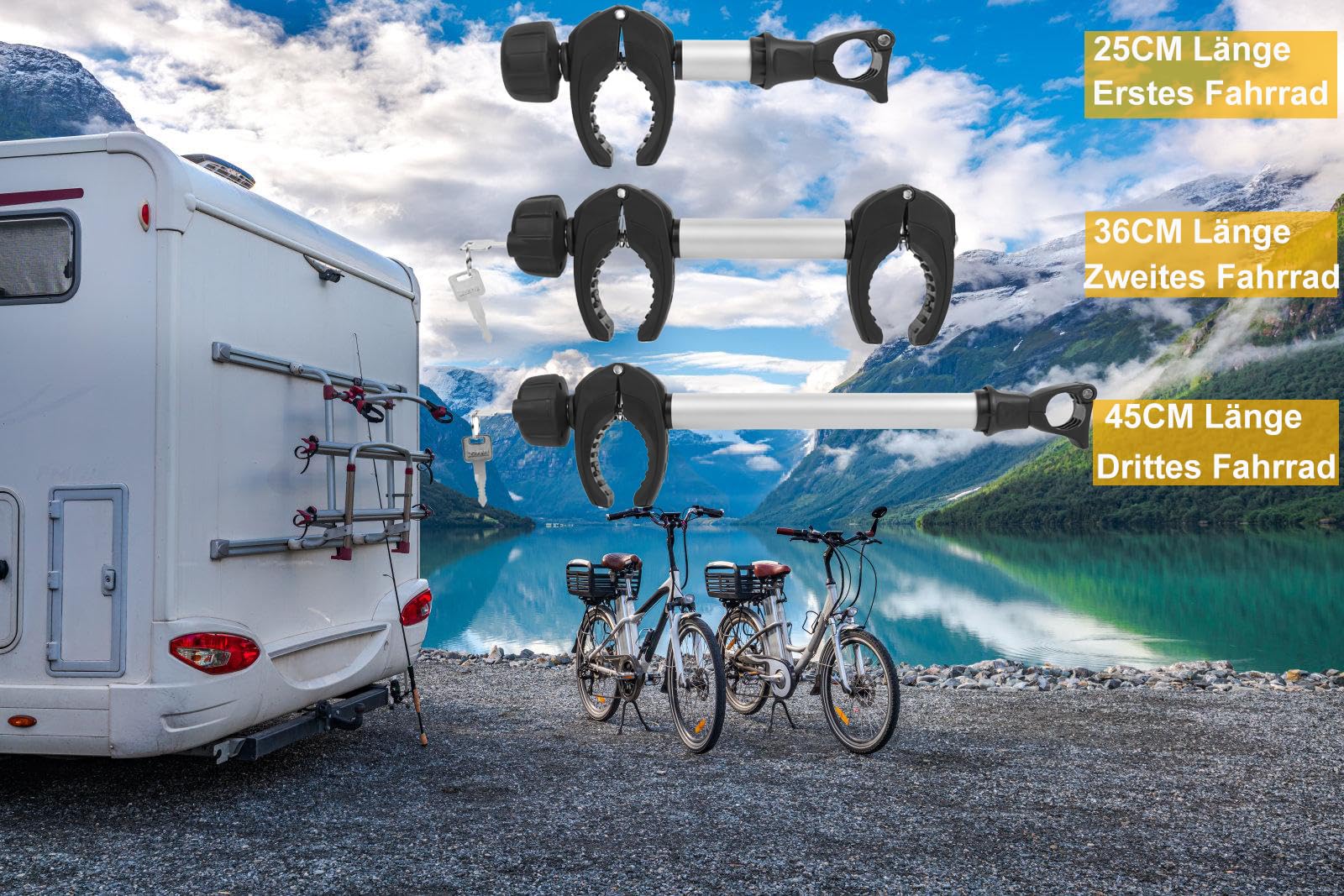 Rahmenhalter 3 Pack, 25cm+32cm+45cm Länge Abschließbare Rahmenhalterung für Fahrradträge ，für U-Bügelrohr