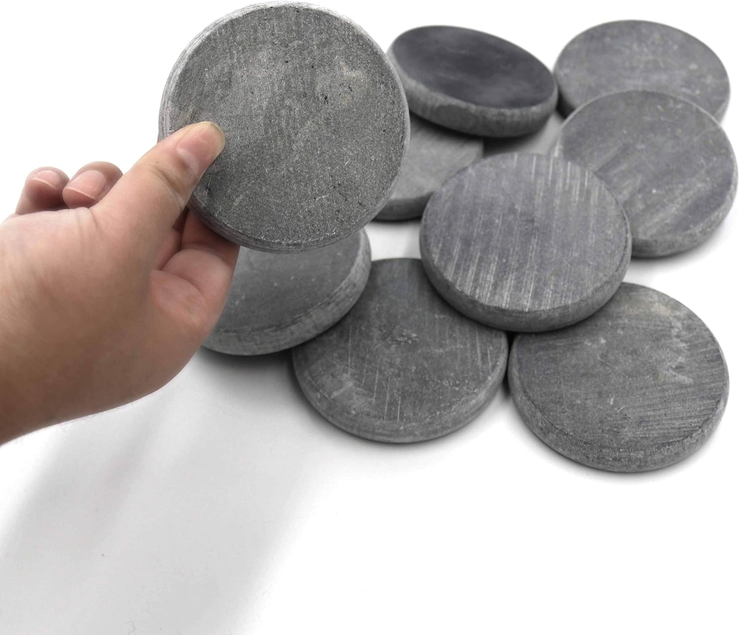 10 Round Stones for Rock Painting – 3.15" Inch Diameter Perfectly-Round 100% Natural Basalt Stone Canvases, Flat, Super Smooth, Non-Porous, Uniform in Shape and Size, for Mandala and Kindness Stones