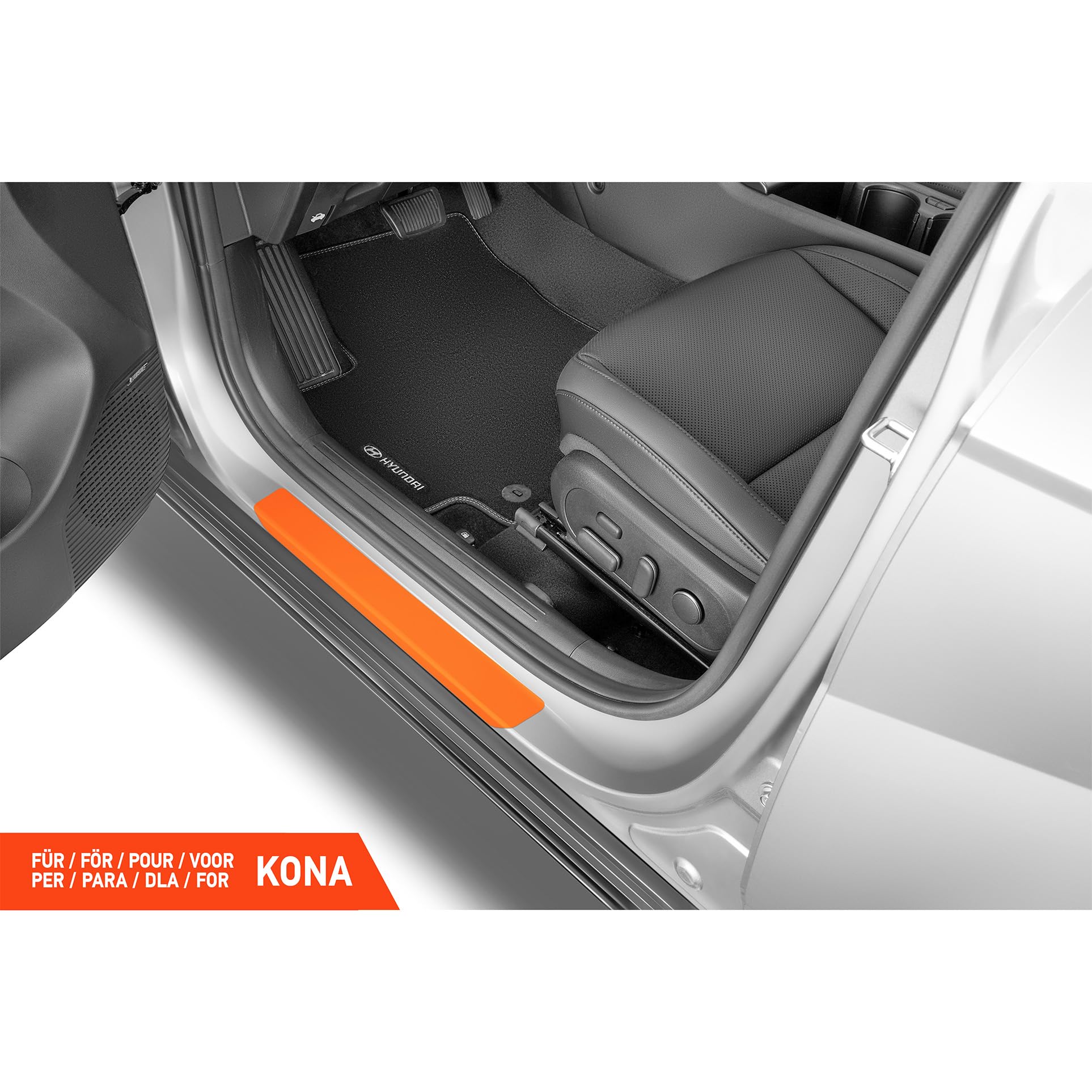 Luxshield folia ochronna progów kompatybilny z Hyundai Kona 2 (II) SX2 I 2023-2026 - akcesoria, listwy ozdobne, folia ochronna na lakier - czarny karbon