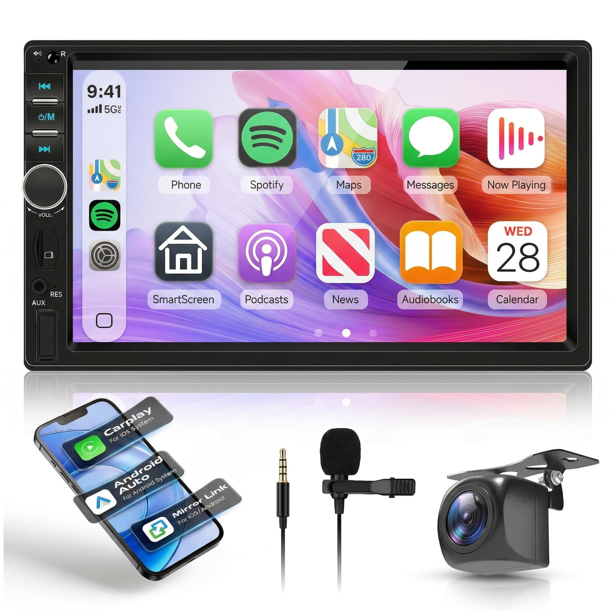 ダブルディン カーステレオ Carplay/Android Auto ワイヤレス、7インチHDタッチスクリーン Amazon.com: Double Din Car Stereo with Apple CarPlay and Android