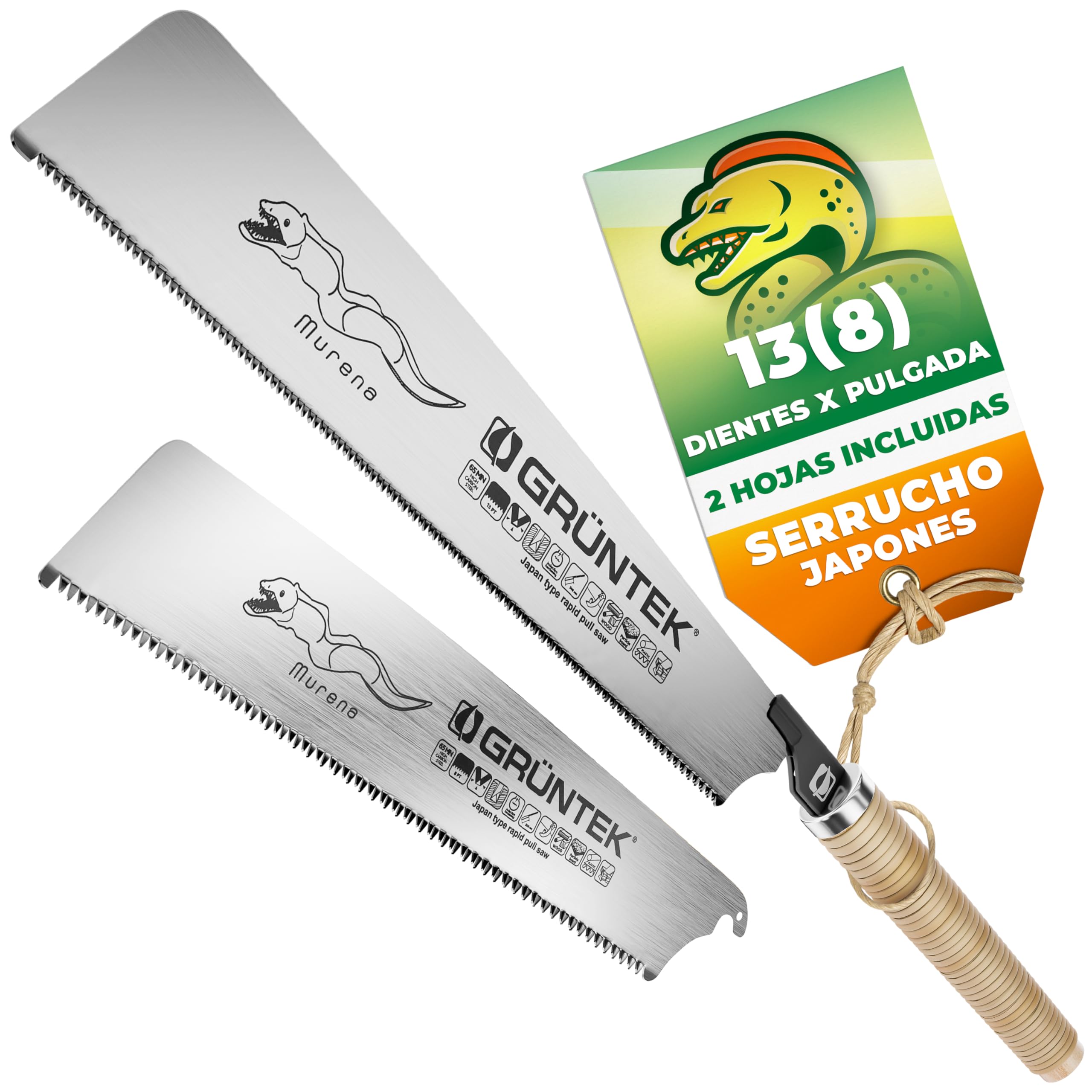 GRÜNTEK Serrucho Japones - Sierra de Mano Japonesa para corte de Madera Fino y Grueso 30 cm