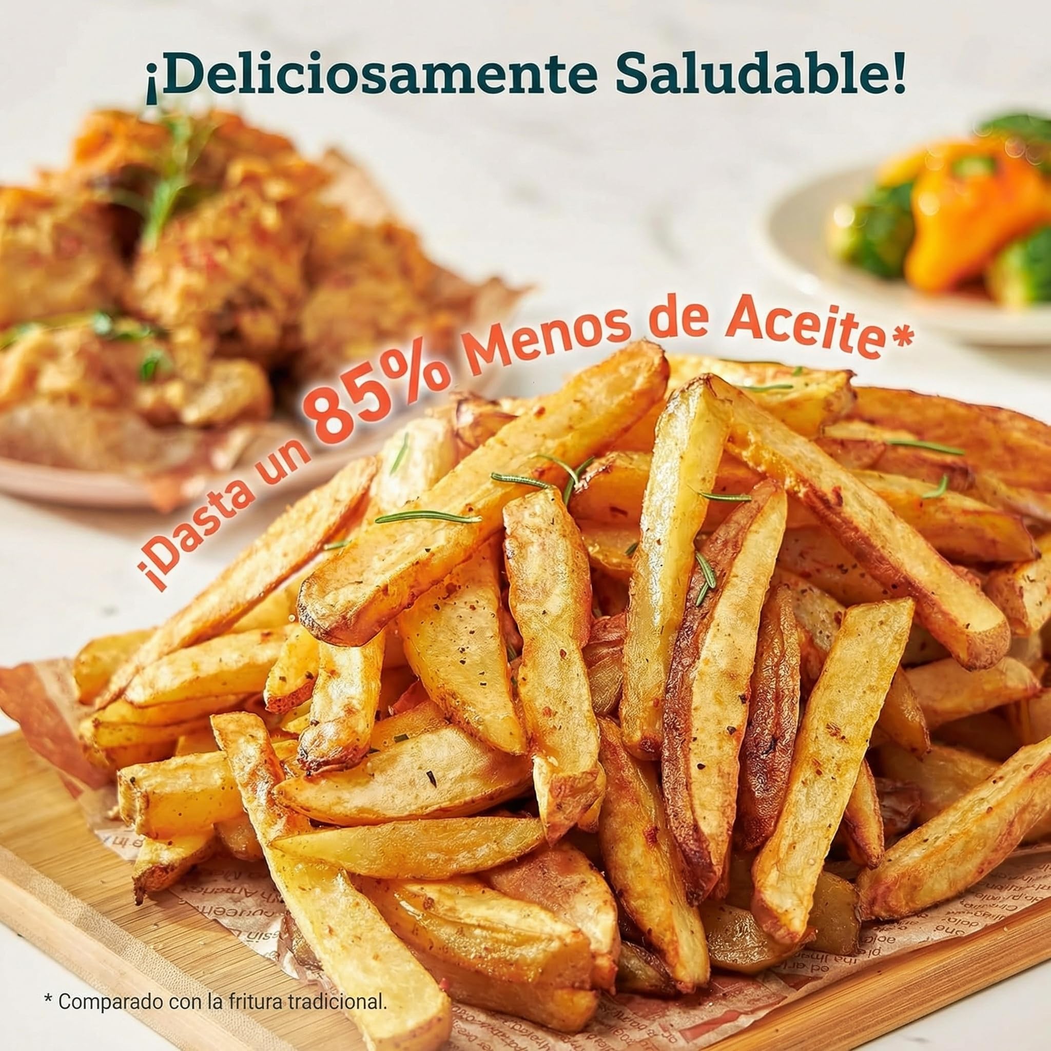Freidora de Aire sin Aceite de 6 L, Air Fryer Caliente, 8 Programas, Pantalla Digital, Temperatura Ajustable 80-200°C, Temporizador 60 min, Fácil de Limpiar (6 L)