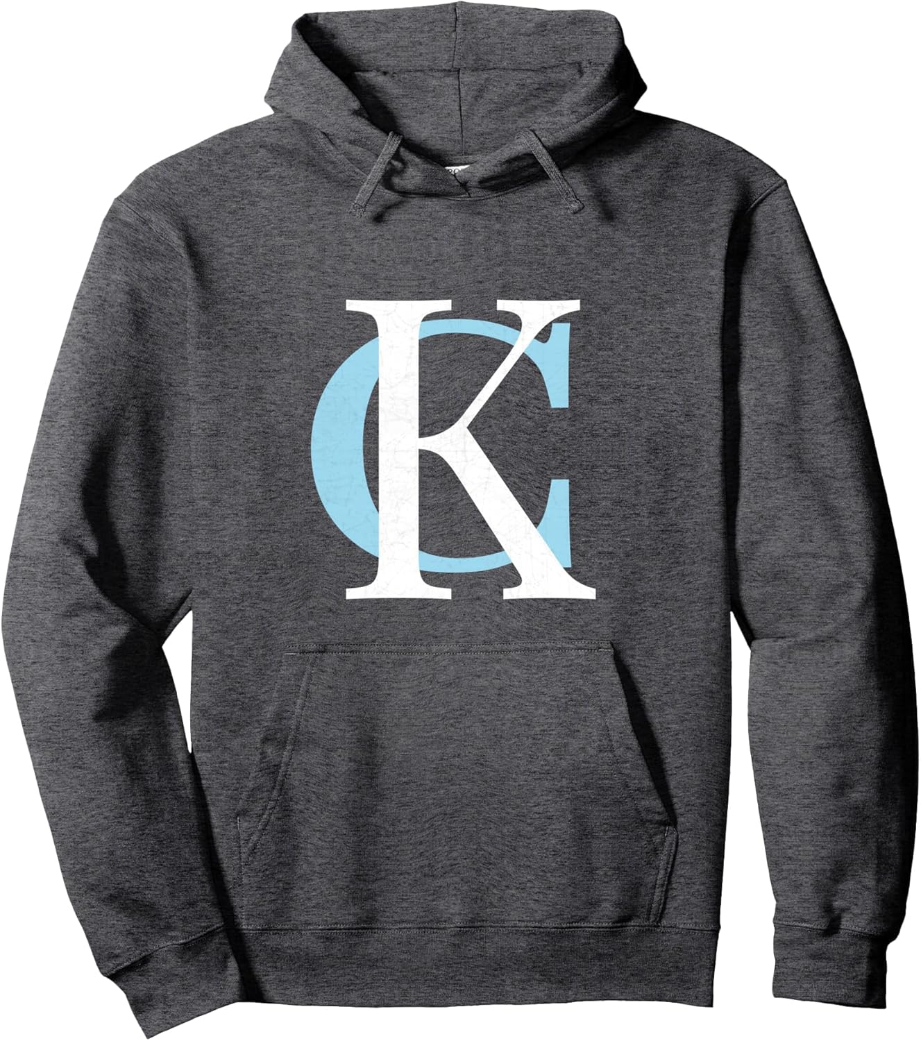 KC Letters Blue Light-Blue Kc Kansas City Initial KC Letters Pullover Hoodie
