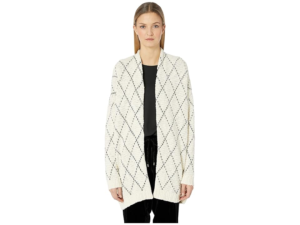 

Eileen Fisher Kimono Cardigan (Soft White/Black) Women's Sweater