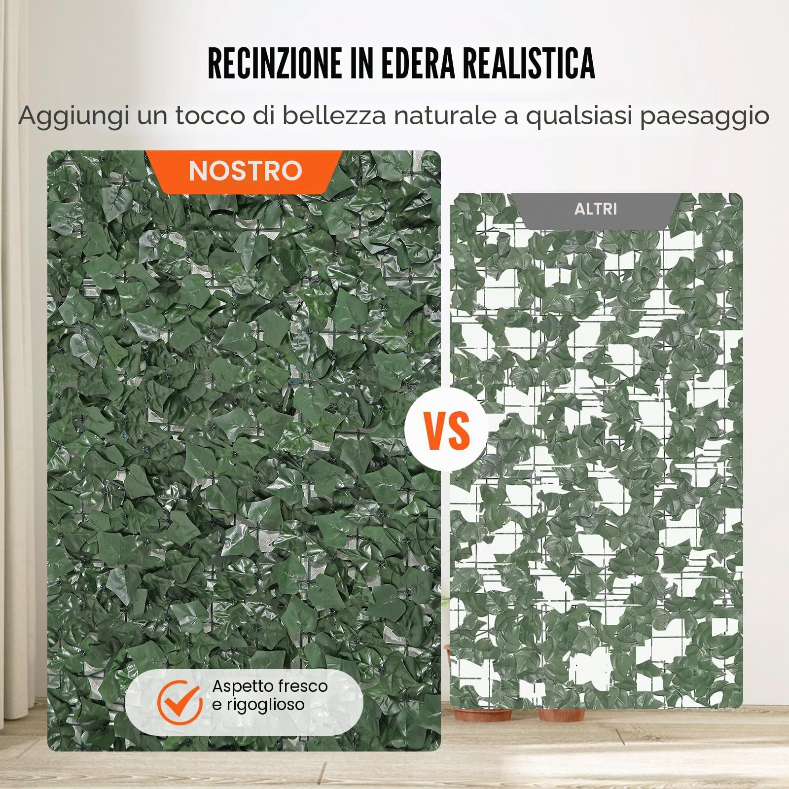 VEVOR Siepe Artificiale 150x249 cm Recinzione Privacy Edera Artificiale Recinzione Privacy Rete Giunto Rinforzato Decorativo Foglie Finte per Giardino, Cortile, Balcone, Terrazza