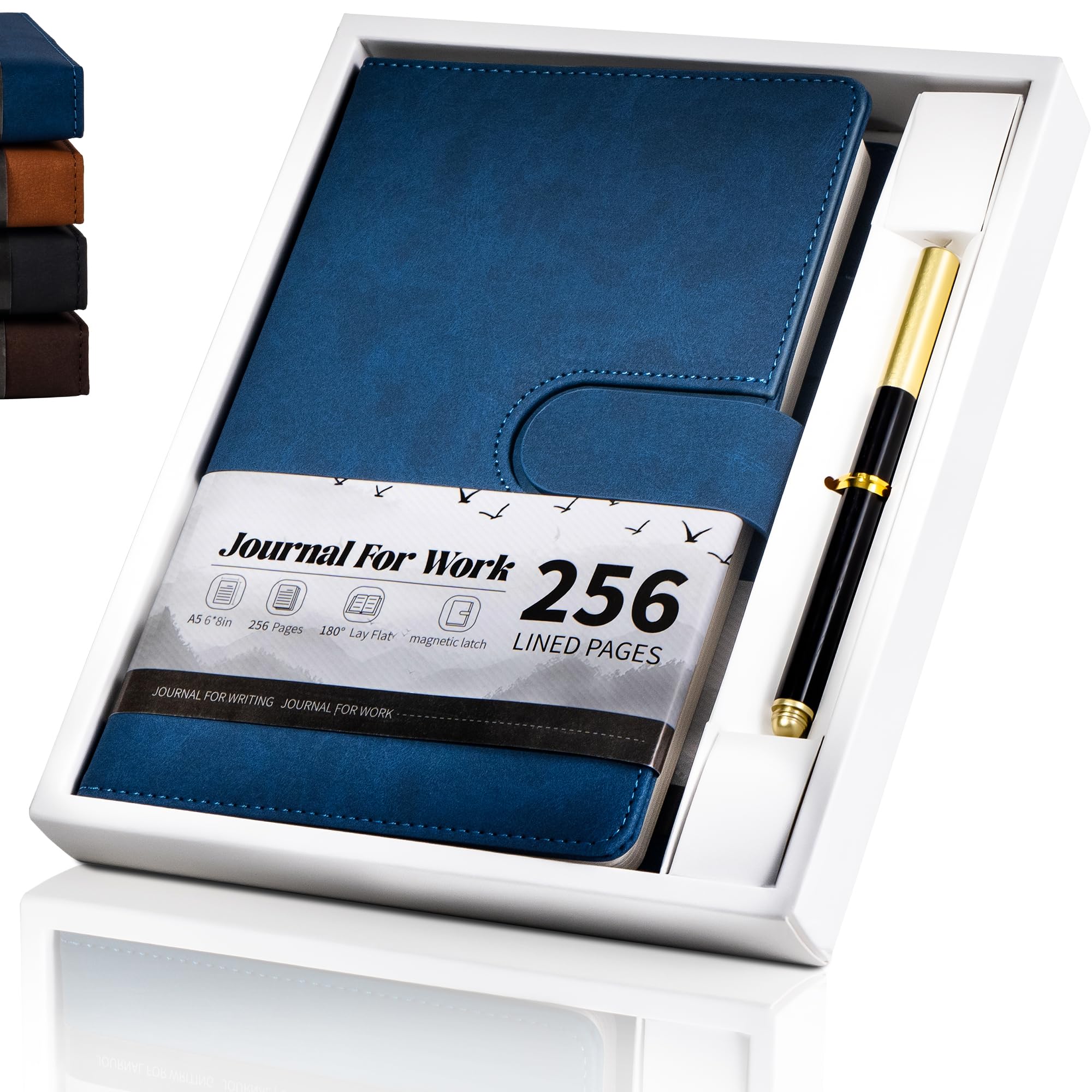 CAGIE A5 Executive Notebook & Pen Set – Gift Boxed Leather Journal Notebook, 256 Pages, Magnetic Closure – Gift for Professionals, Colleagues, Bosses or Graduation