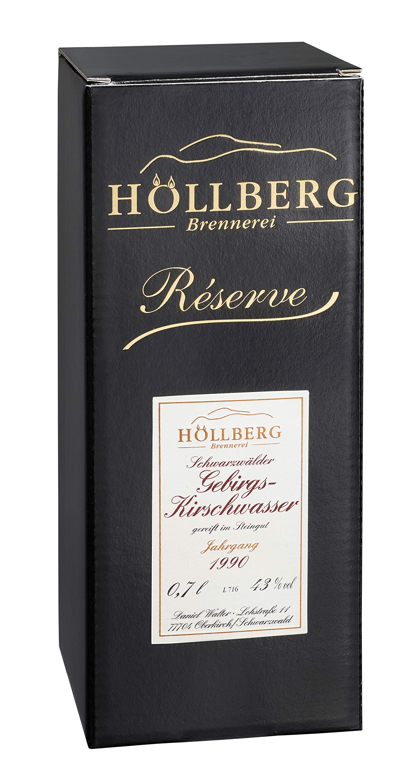 Original Höllberg Gebirgs-Kirschwasser Carré 43% Vol. | Premium Obstbrand mit edlem Kirsch Aroma | Edelbrand aus Familienbrennerei