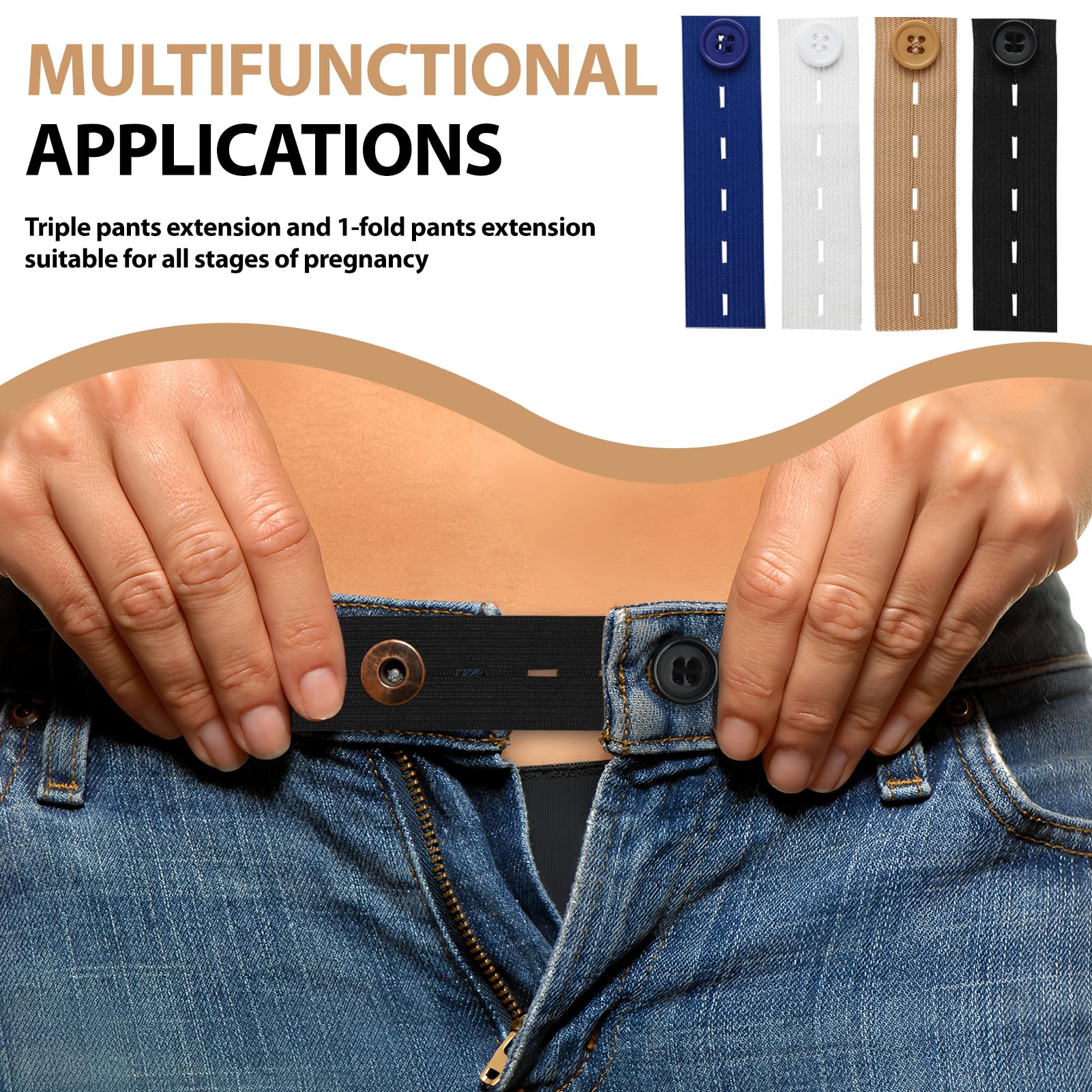 4 pezzi di estensione per pantaloni, jeans, vita di espansione