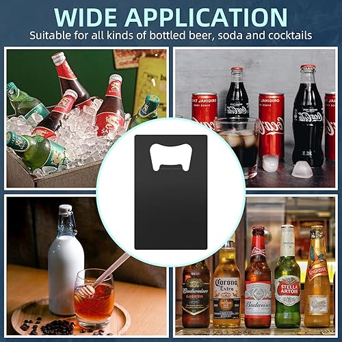 Miniatura 7 de Yugada 20 unidades de abrebotellas de tarjetas de crédito, a granel, de acero inoxidable, para tarjetas de cerveza, abrebotellas, abrebotellas,