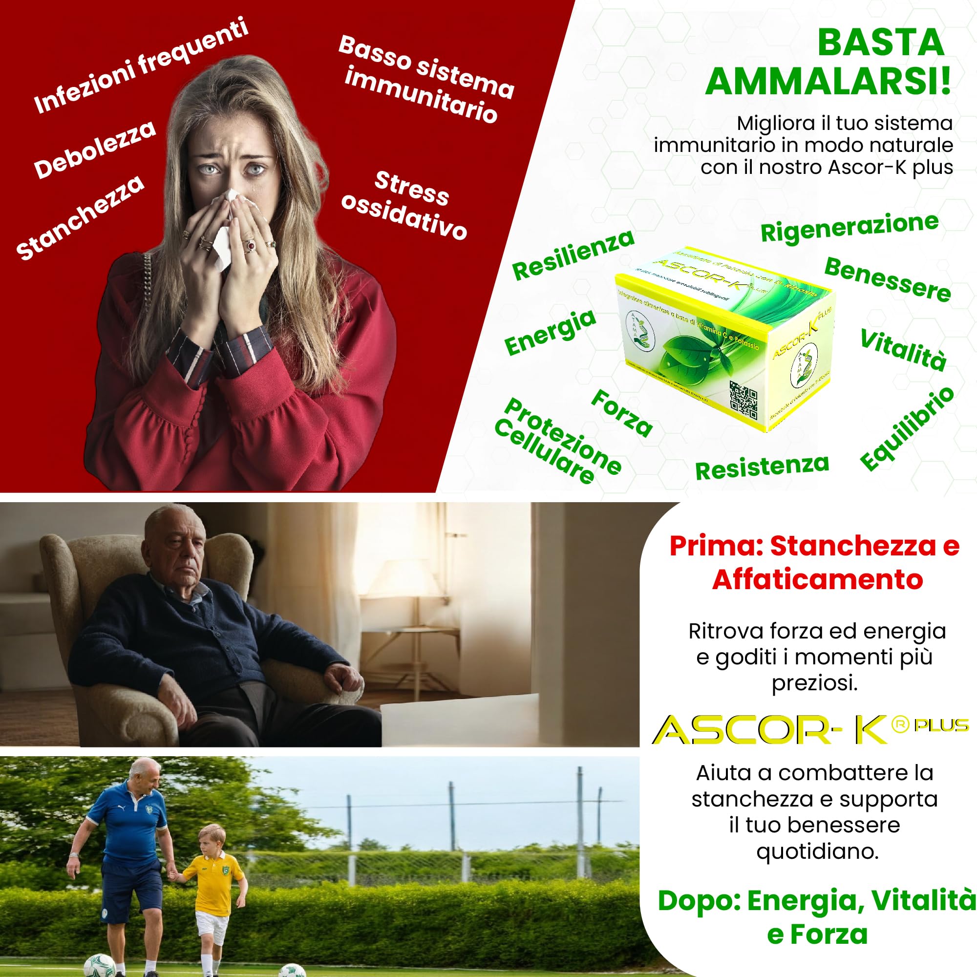 Ascorbato di Potassio Pantellini 90% [+ Innovazione Sublinguale] – Ascorbato di Potassio con D Ribosio Ascor-K Plus | Integratore per Sistema Immunitario | Energia Naturale - 90 Stick
