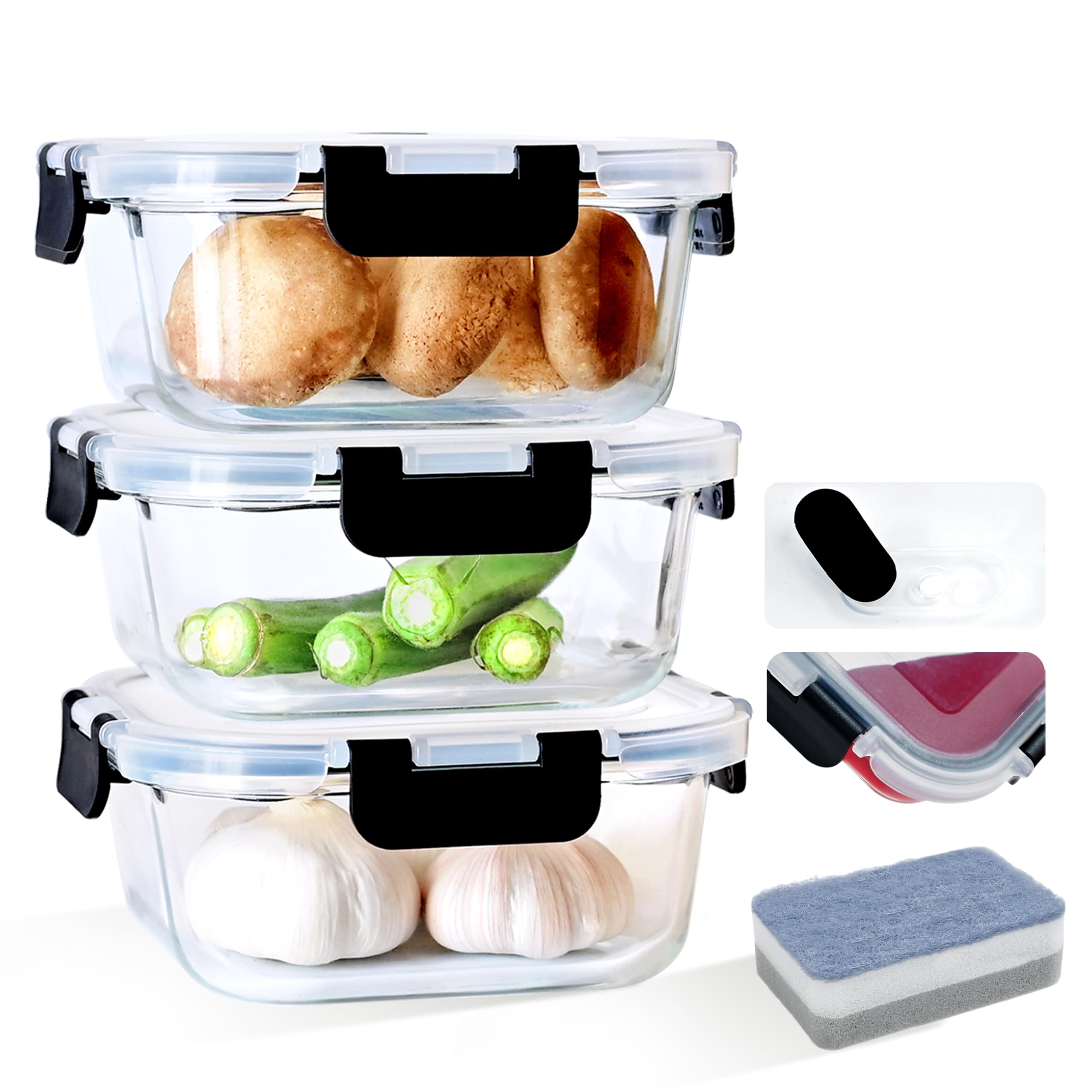 Contenitori Vetro Per Alimenti - 3 Pezzi Da 800ml Ermetici E Senza BPA - Foto 9