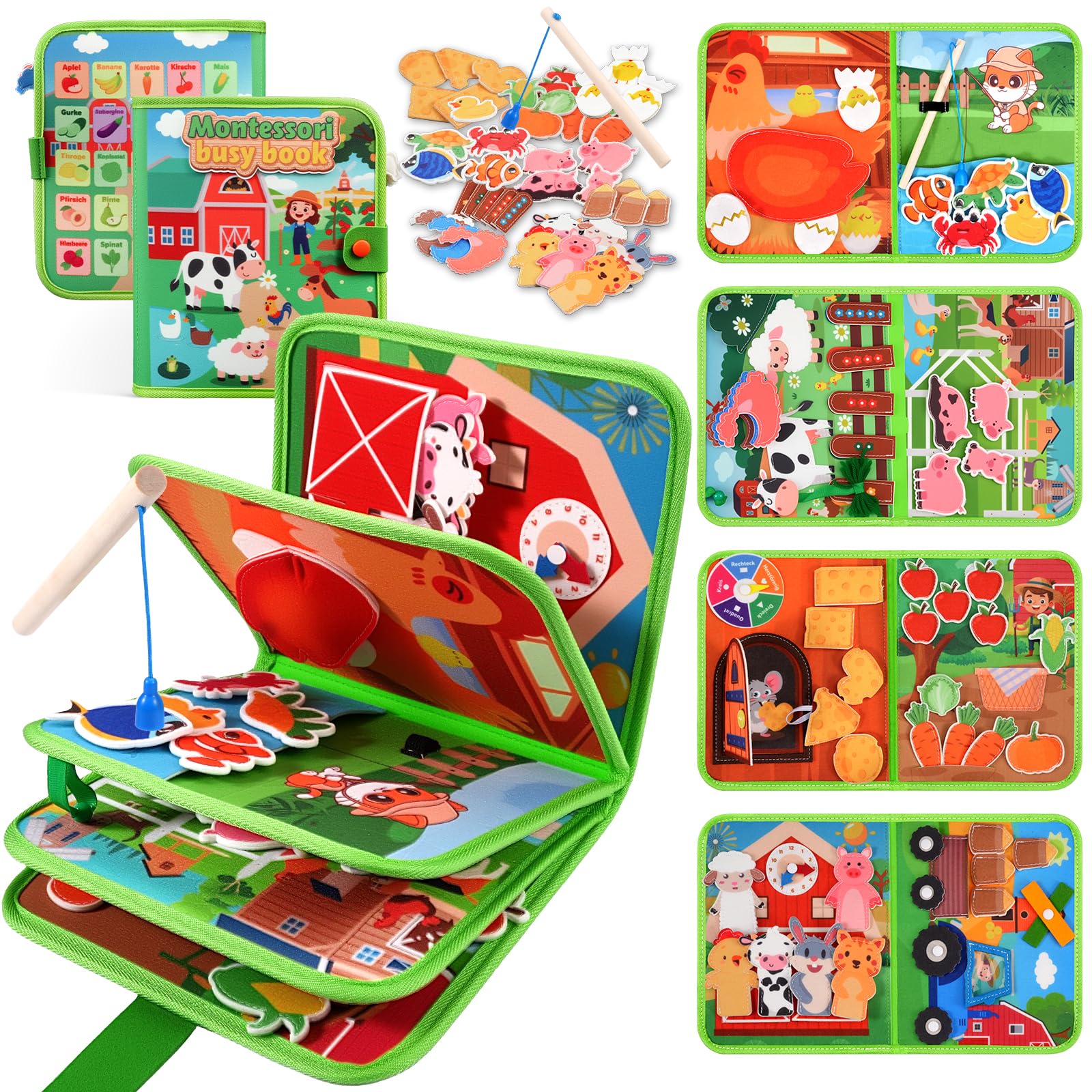 ZOOI Busy Board Montessori Spielzeug ab 1 Jahr, Busy Book Kinderspielzeug ab 1 2 3 4 Jahre, Baby Geschenk Spielzeug ab 1 2 3 Jahre, Geschenk Junge Mädchen 1 2 3 4 Jahre, Ostergeschenke Kinder Ostern