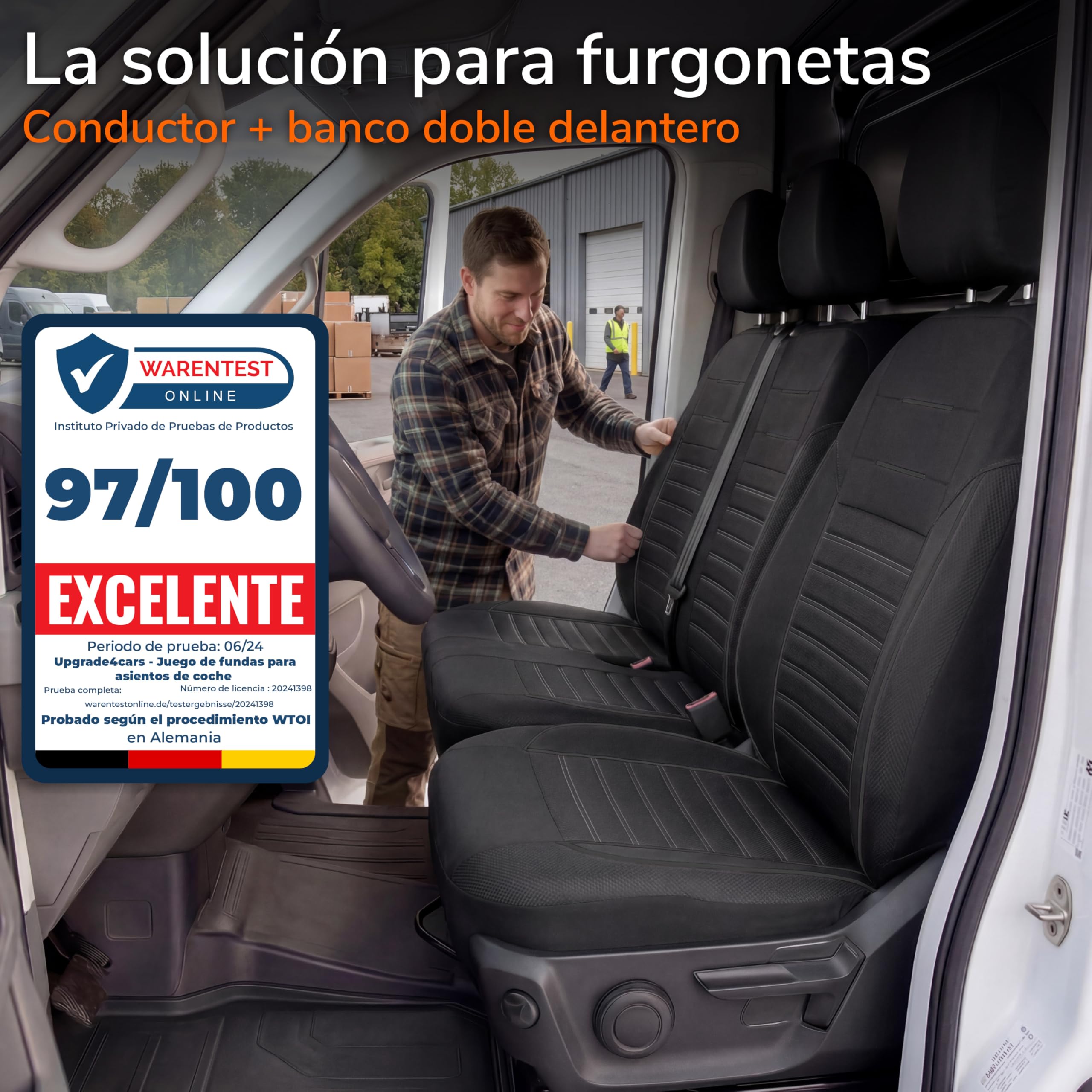 Upgrade4cars Fundas Asientos Delanteros para Furgoneta | Cubiertas Protectoras Universales Van en Negro