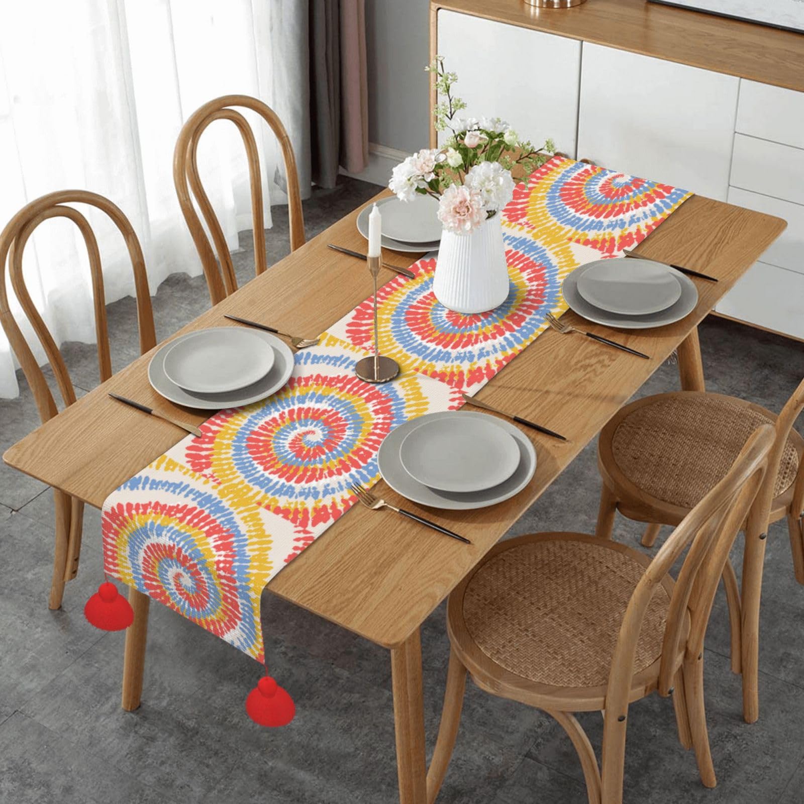 Chemin de table antidérapant bohème coloré décoration d'intérieur pour table de Noël