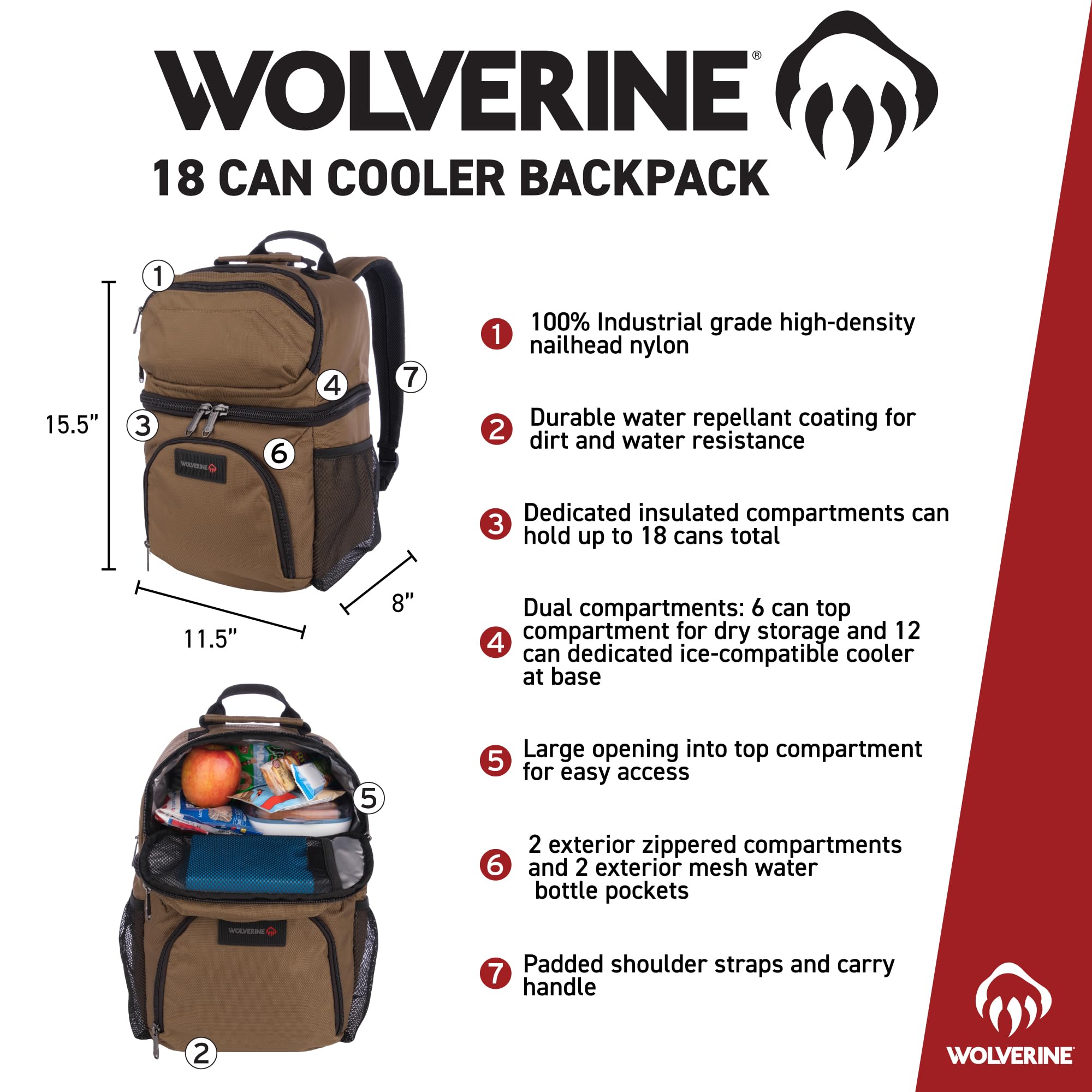 ウィンドクーラー NB318 Amazon.com : WOLVERINE 18 Can Cooler Backpack | Durable Nailhead