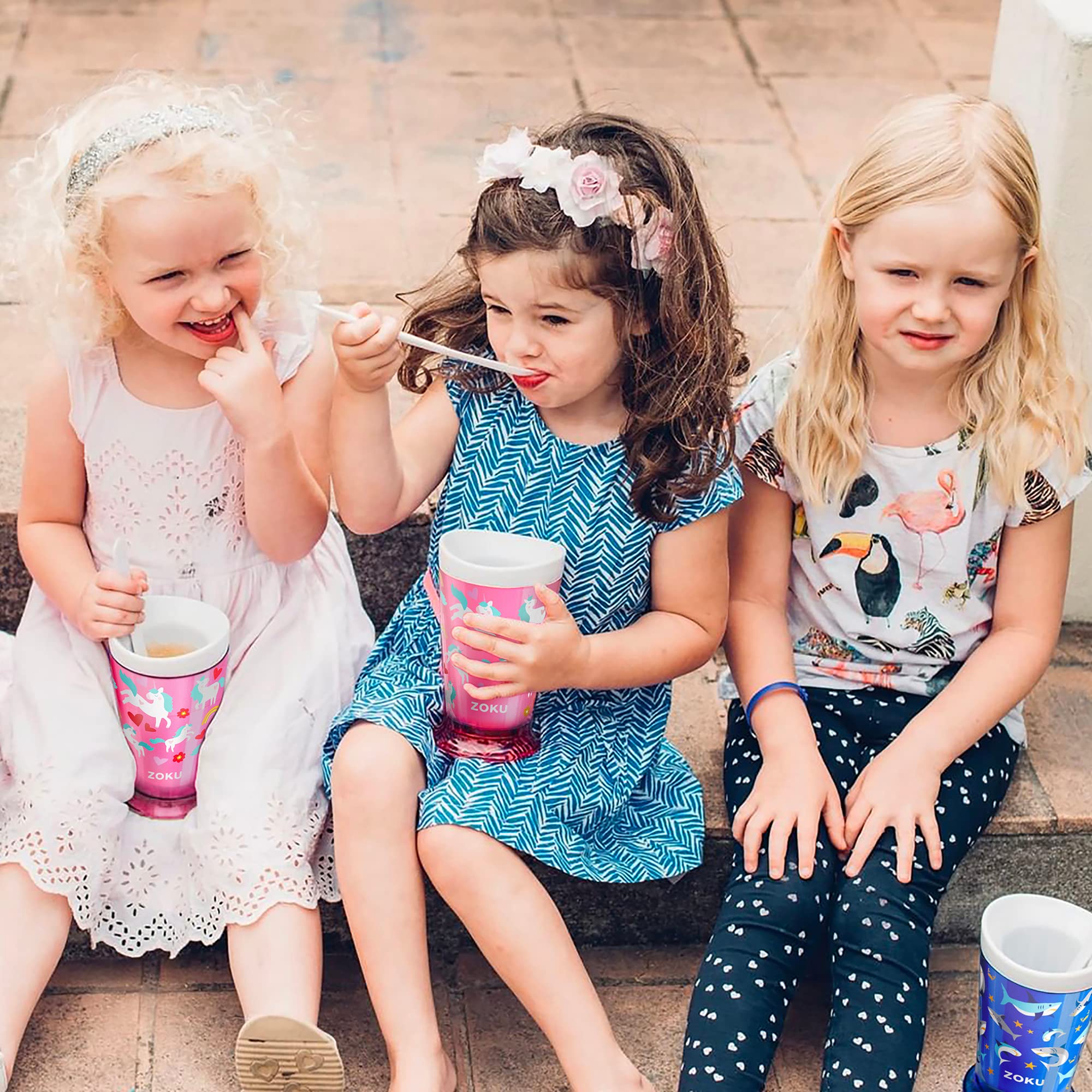 Slush en Milkshake Maker, Eenhoorn, Polypropyleen/Kunststof, BPA vrij, Roze - Zoku | Kein Strom erforderlich, Gefrier-Kernbecher macht Slushies in 7 Minuten, Einzelportion, BPA-frei