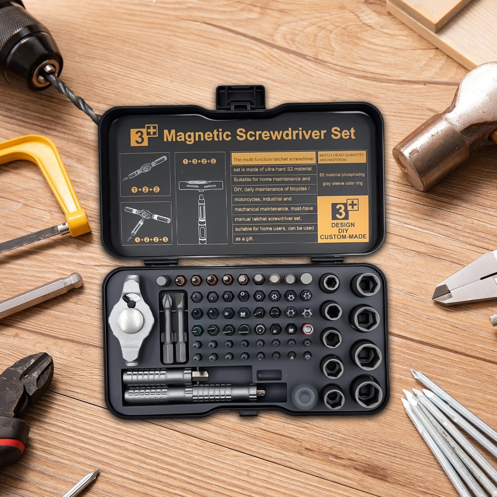 Set di Cacciaviti a Cricchetto Kit Utensili T-Maniglia 66-in-1 | Kit di Cacciaviti di Precisione Per Officina Domestica Elettronica Computer Orologio Auto Elettricista