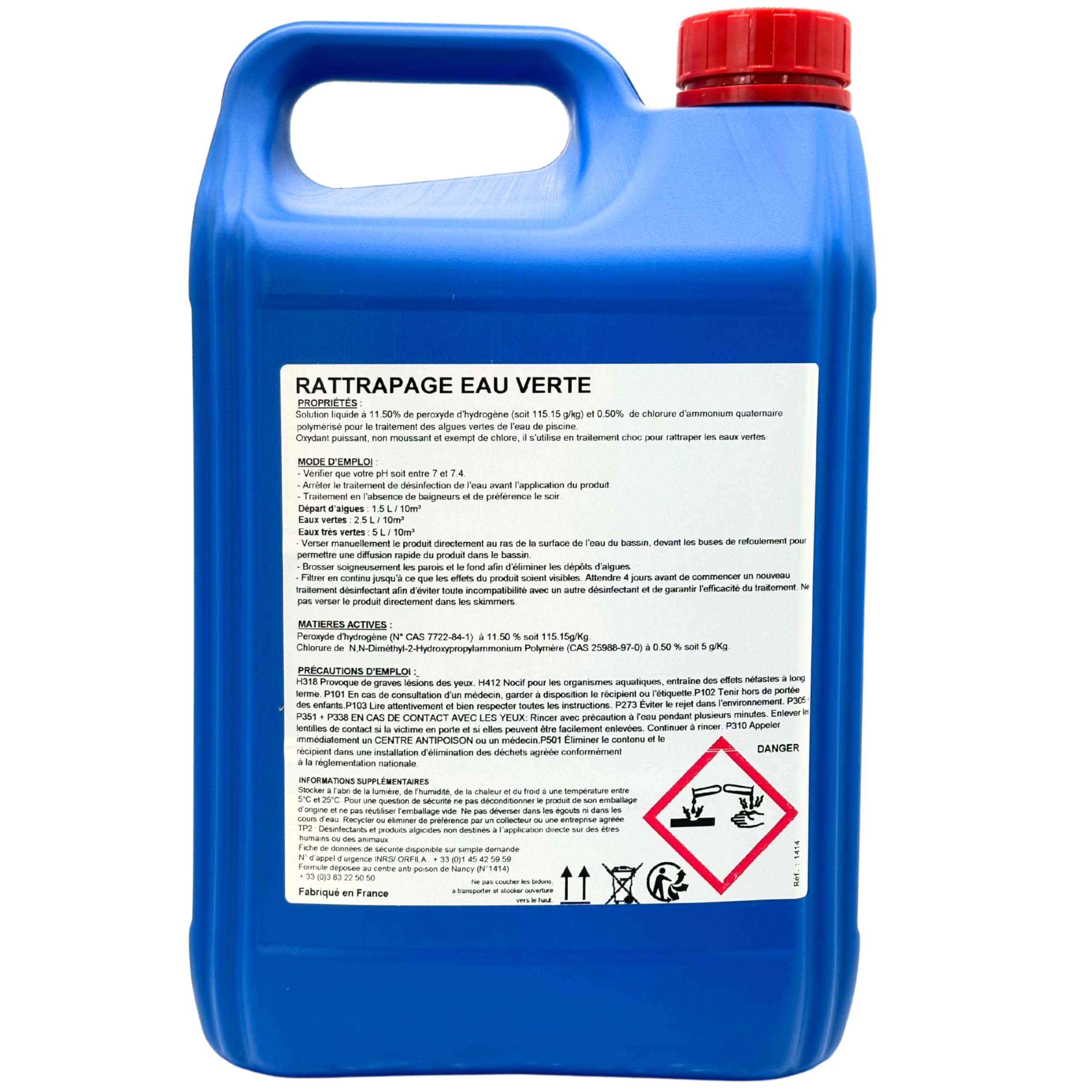 Algicide Anti-Algues Piscine 5L | Rattrapage Eau Verte & Stop Algues | Traitement Choc Efficace pour Éliminer Algues et Eaux Troubles