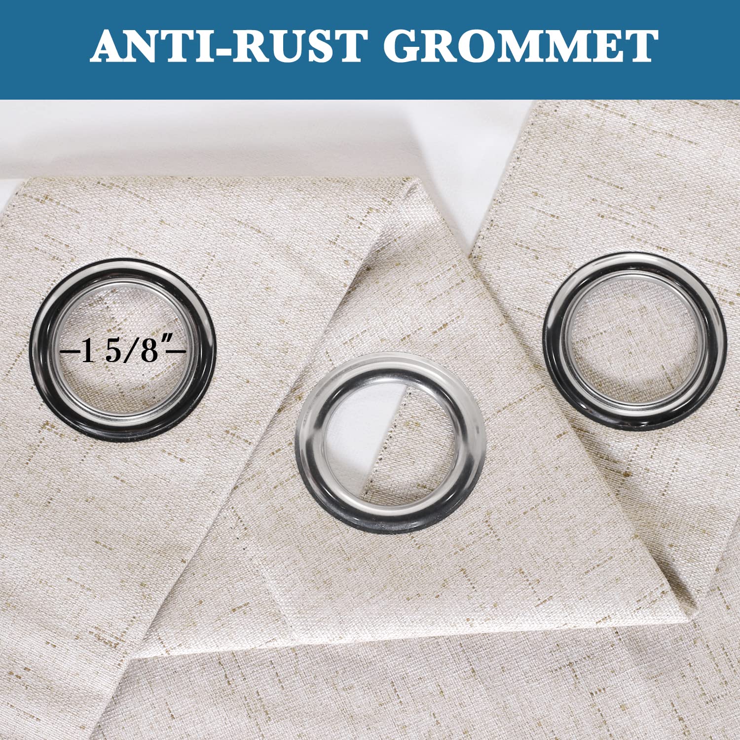 H.VERSAILTEX Linen Blackout Curtains Durable Thick Textured Linen Look 100% Blackout Patio Door Curtain Anti Rust Grommet Extra Wide Sliding Door Curtain Panel, W100 x L84 inch- Ivory