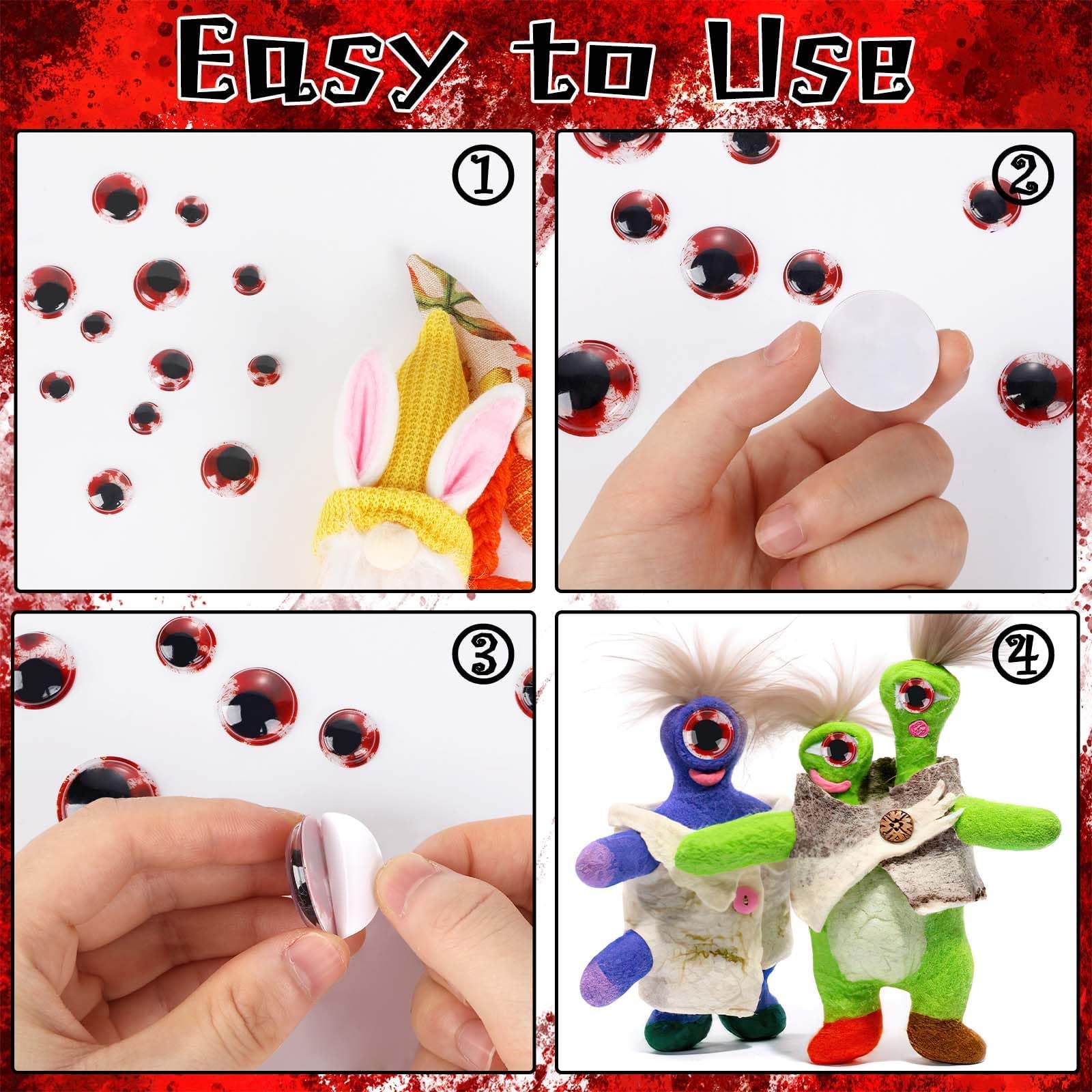 300 Stk Halloween Aufkleber-Set – 200 Schaumstoff- & 100 Wackelaugen-Aufkleber, Für Basteln & Dekoration