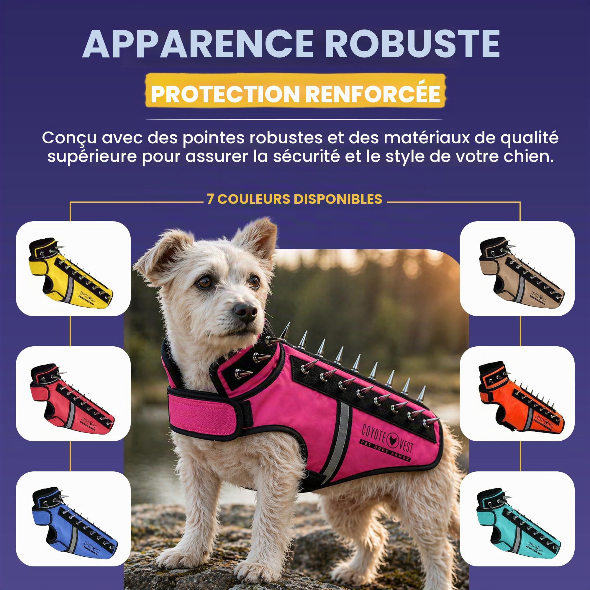 CoyoteVest SpikeVest Harnais pour chien fabriqué aux États-Unis, orange