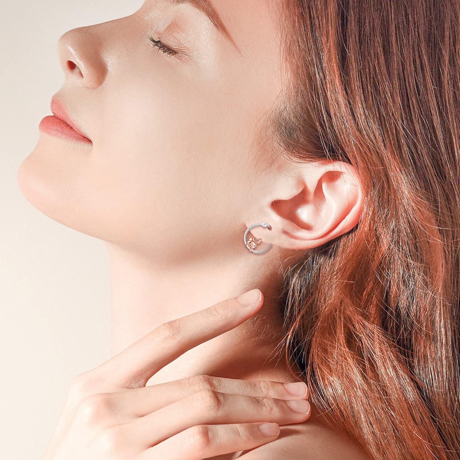 Pig/Axolotl/Ladybug/Panda/Yorkie/Duck Hoop Earrings for Women 925 Sterling Silver Cute Animal Huggie Hoop Earrings Jewelry Gifts for Sensitive Ears - Image 2