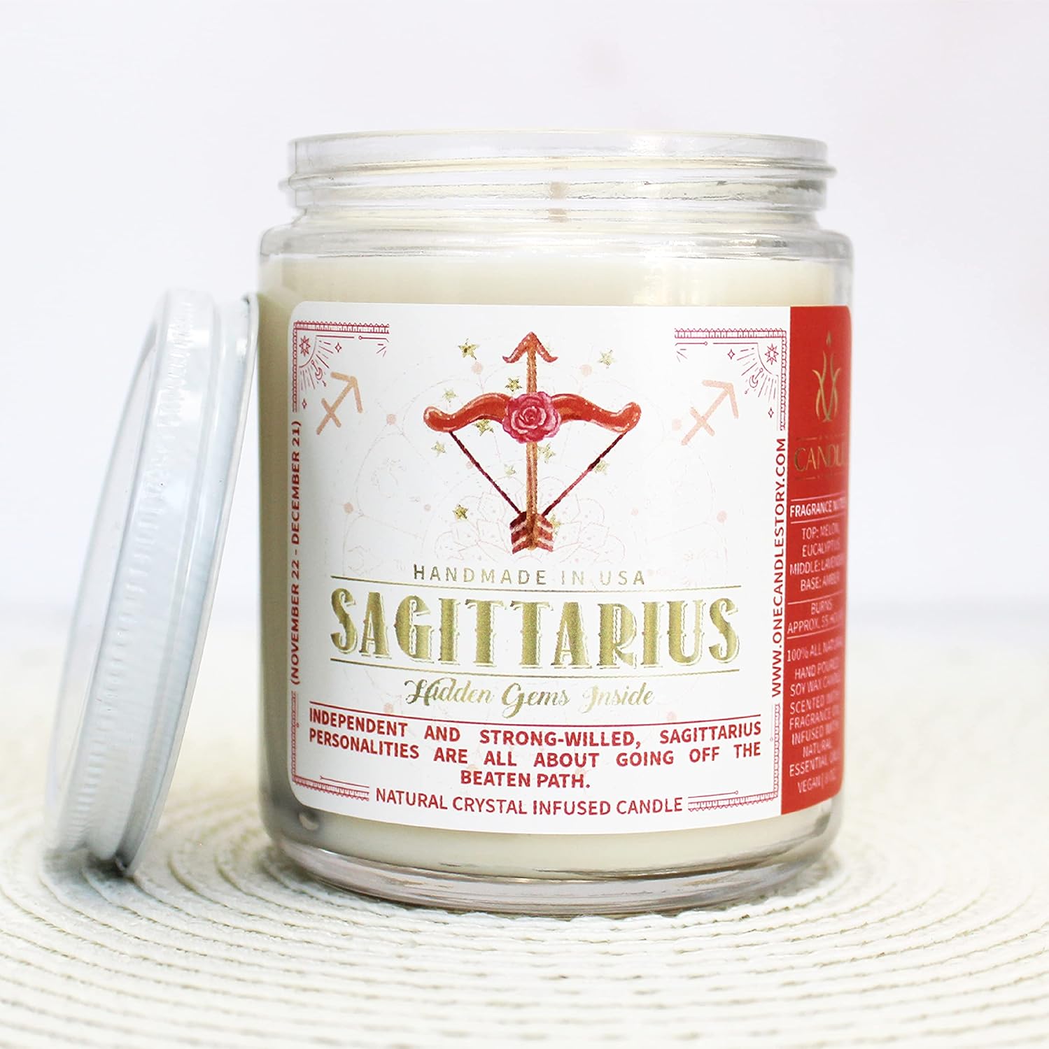 OneCandleStory Zodiac Hidden Crystal Handmade Aromatherapy