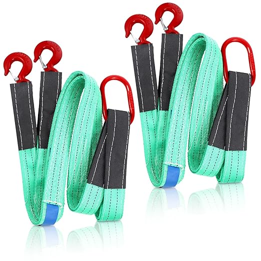 2 Packs Lifting Slings Straps with Hooks Two Leg Rigging Straps Bridle