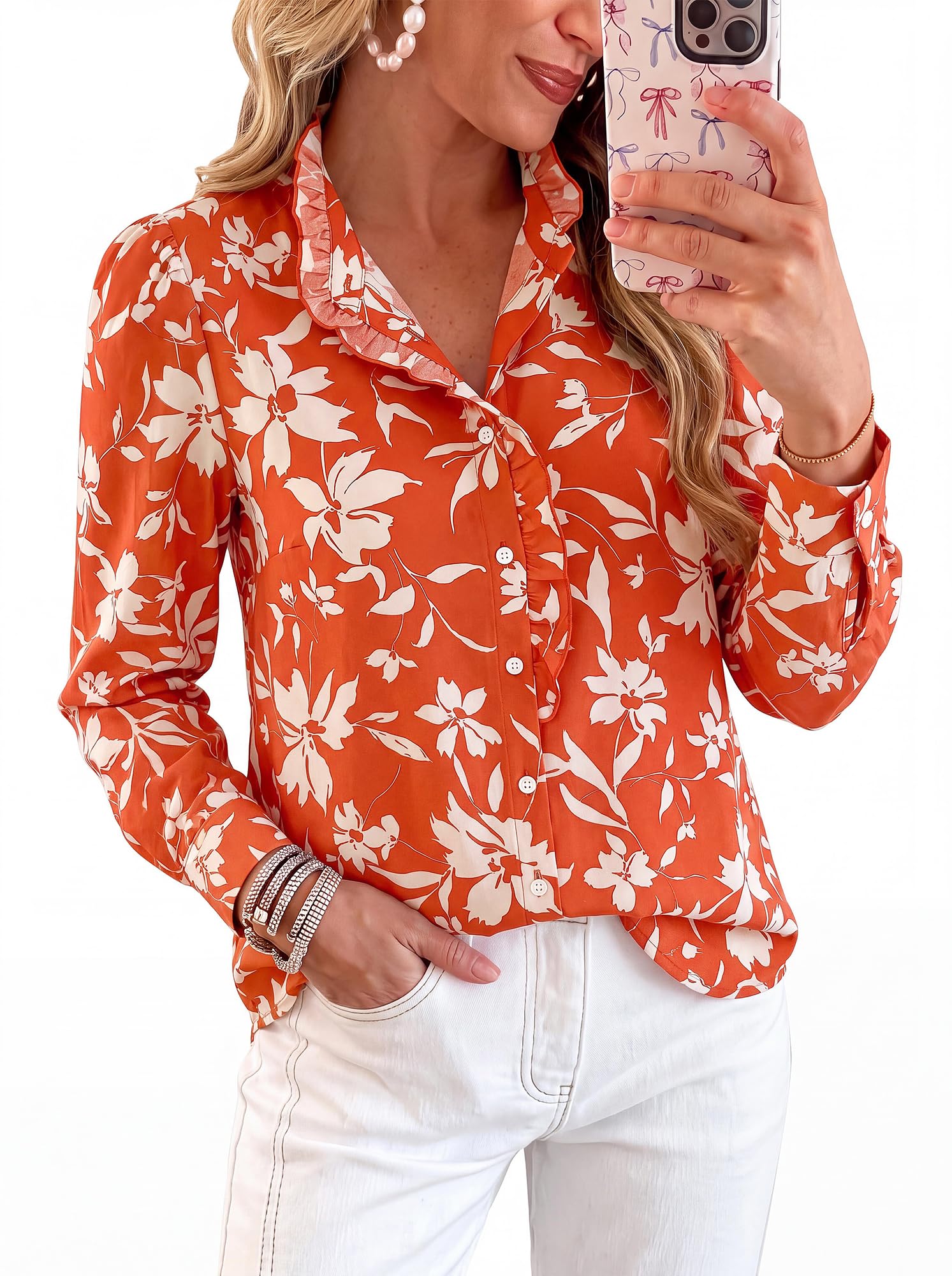 BTFBM Women's Puff Sleeve Blouse