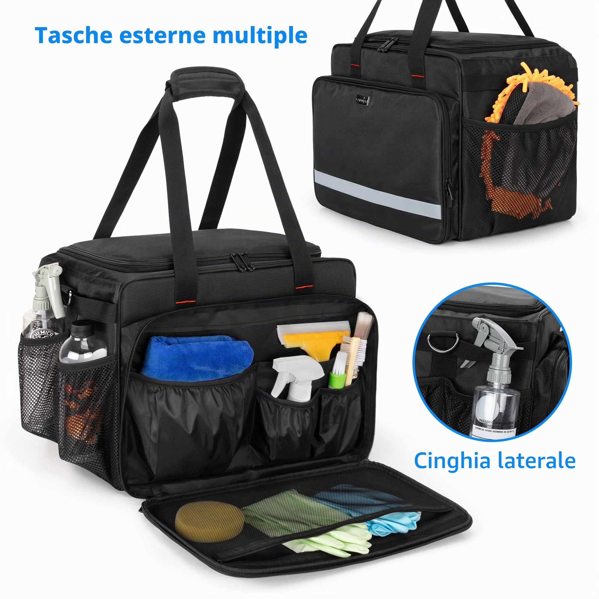 samdew Borsa Capiente per Detailing, Solo Borsa | Organizer Portatile per Prodotti e Attrezzature da Detailing e Lavaggio Auto (Flaconi, Utensili, Lucidatrice)