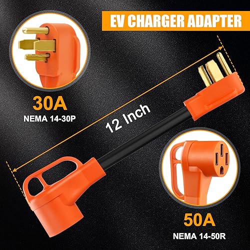Miniatura 2 de WAWETA NEMA - Cargador EV de 14-30P a 14-50R compatible con Tesla, enchufe de secadora de 30 amperios a adaptador de conversión EV de 50 amperios