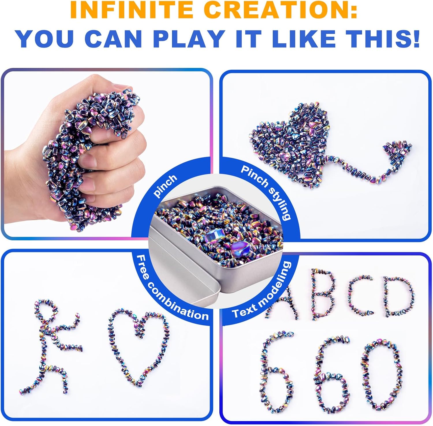 580PCS Magnetic Fidget Toys for Adults – Magnet Fidget, Magnetic Balls, Beads, Rocks & Ferrite Putty – Stress Relief Kit for ADHD, Anxiety & Autism, Desk & Office Sensory Toys, Colorful Adult Gifts