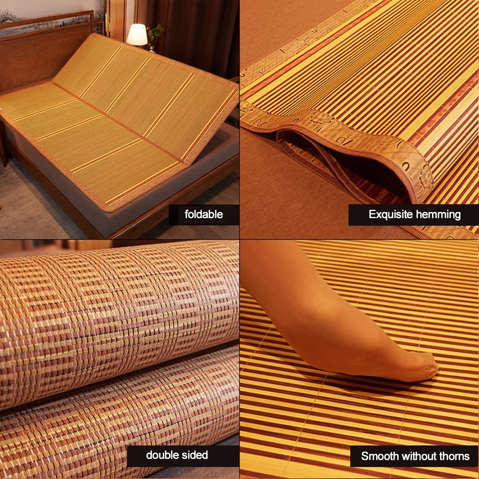 Amazon.de: MMleYN Sommer-Bambus-isomatte, Bambusmatte Bett Schlafen Pad,  Sommer Schlafmatte Bambus, Beidseitige Nutzung Sommermatratze,  Studenten-Einzel-Doppelbett, Faltbar Fr Wohnzimmer/Flur/Kche/Bro (Size