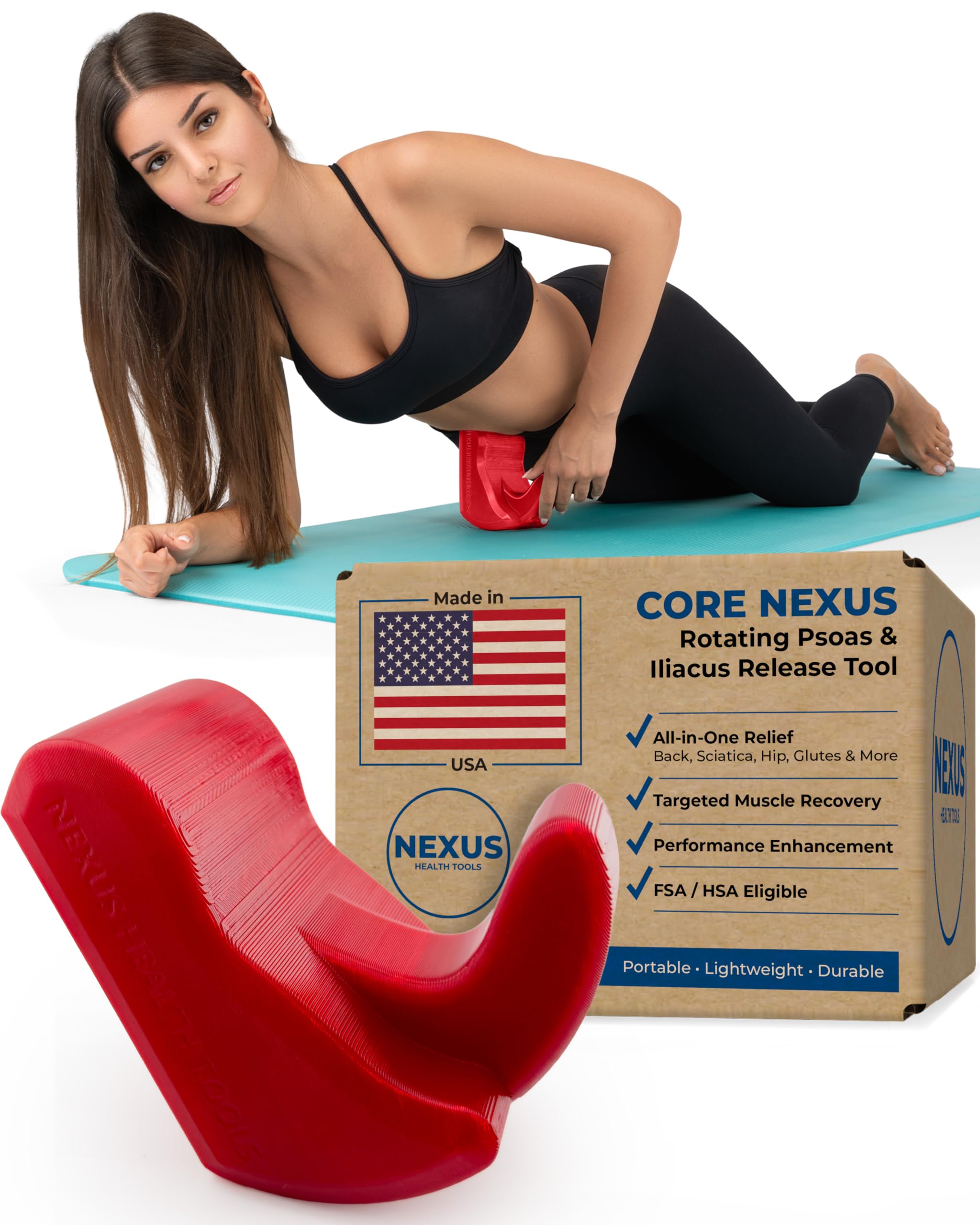 Core Nexus — Psoas Release Tool & Hip Flexor Release Tool for Lower Back & Sciatica Pain | Releases Both Muscles (Psoas + Iliacus) | Adjustable &