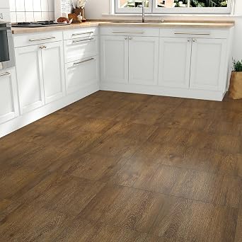 Wood Peel and Stick Vinyl Plank Flooring Vintage Wooden Sticky Tiles for Floor Bedroom Waterproof Brown Wood Tile Flooring Stickers for Bathroom Kitchen Living Room 12"x12" 5 PCS