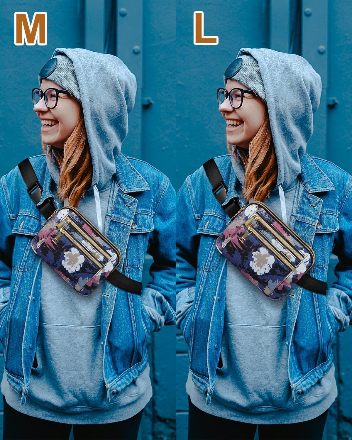 Capolo Fanny Packs for Women Fashion Waist Packs Bag with Adjustable Strap and 4 Zipper Pockets Waterproof Everywhere Crossbody Belt Bag for Workout Running Travelling(Watercolor Print) - Image 2