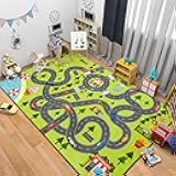 HOMORE Kids Play Mat Rug, Fun and Educational City Play Rug for Hot Wheels Track Racing, Kids Carpet Playmat Area Rug for Children Bedroom Play Room Nursery, 4x6 Feet