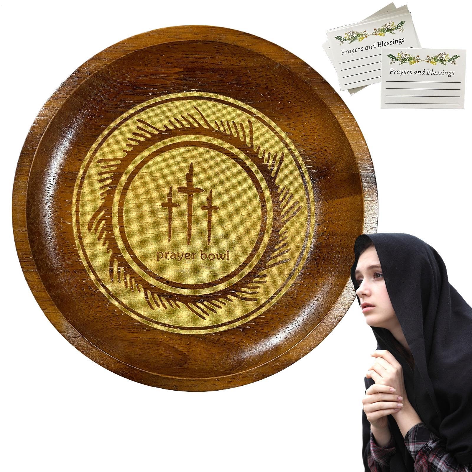 Accesorio religioso para el hogar tallado en madera noble con tarjeta devocional