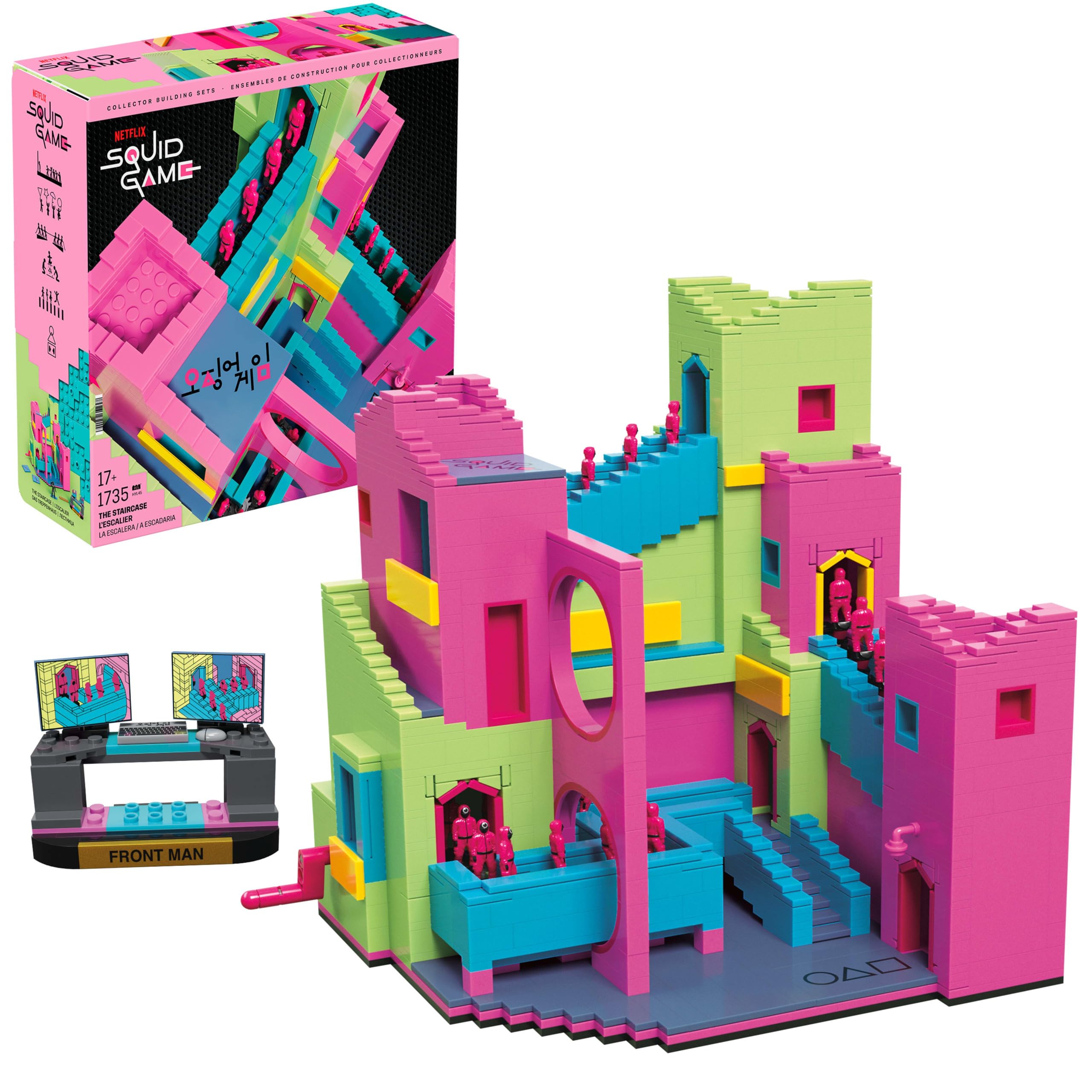 MEGA Squid Game Actionfigur Bauspielzeug Das Treppenhaus mit 1707 Teilen, bewegliche Figur, für Sammler, HYL45