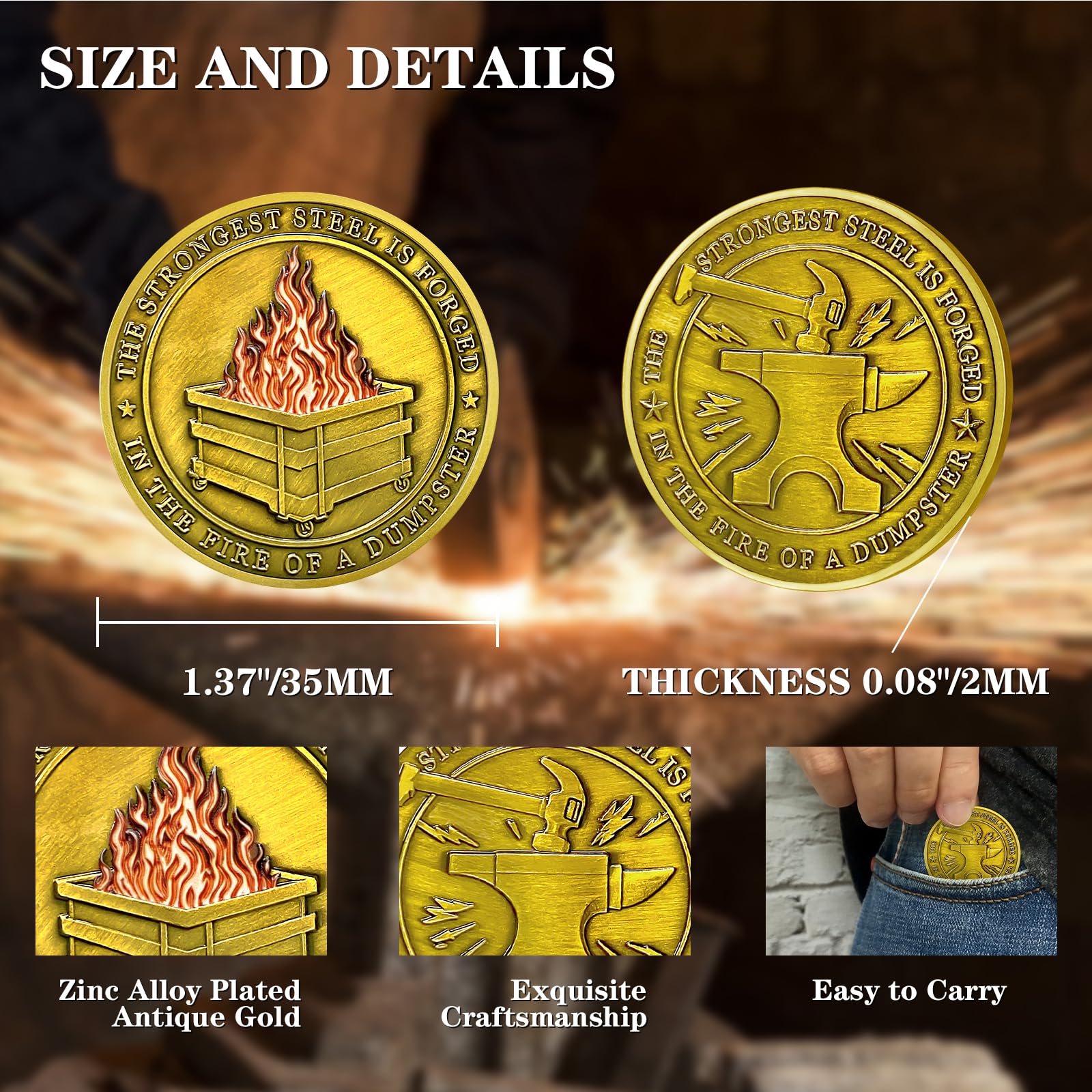 Stress Relief Token Dumpster Fire Zen Garden Coin - Funny Office Gift &  Everything Is Fine Meme