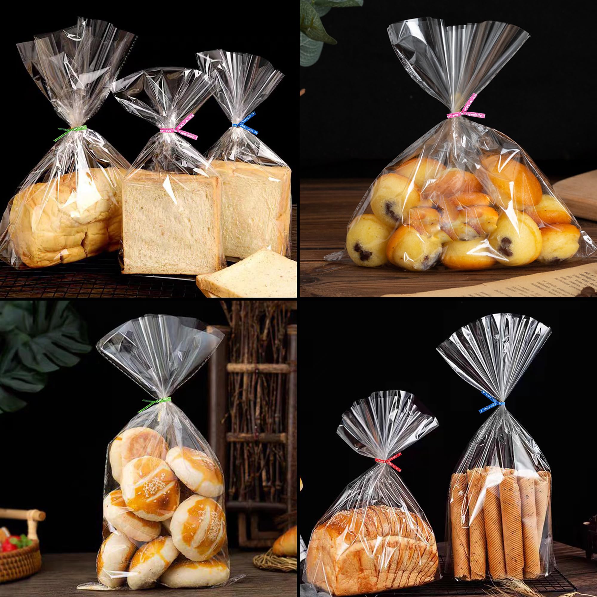 Rhimooay 200 Stück Kleine Tüten für Süßigkeiten, 25x18 cm Plastiktüten Cellophantüten Klein, Süßigkeiten Tüten, Candybar Tüten, Kleine Tütchen Zellophantüten für Hochzeit Bürobedarf & Schreibwaren